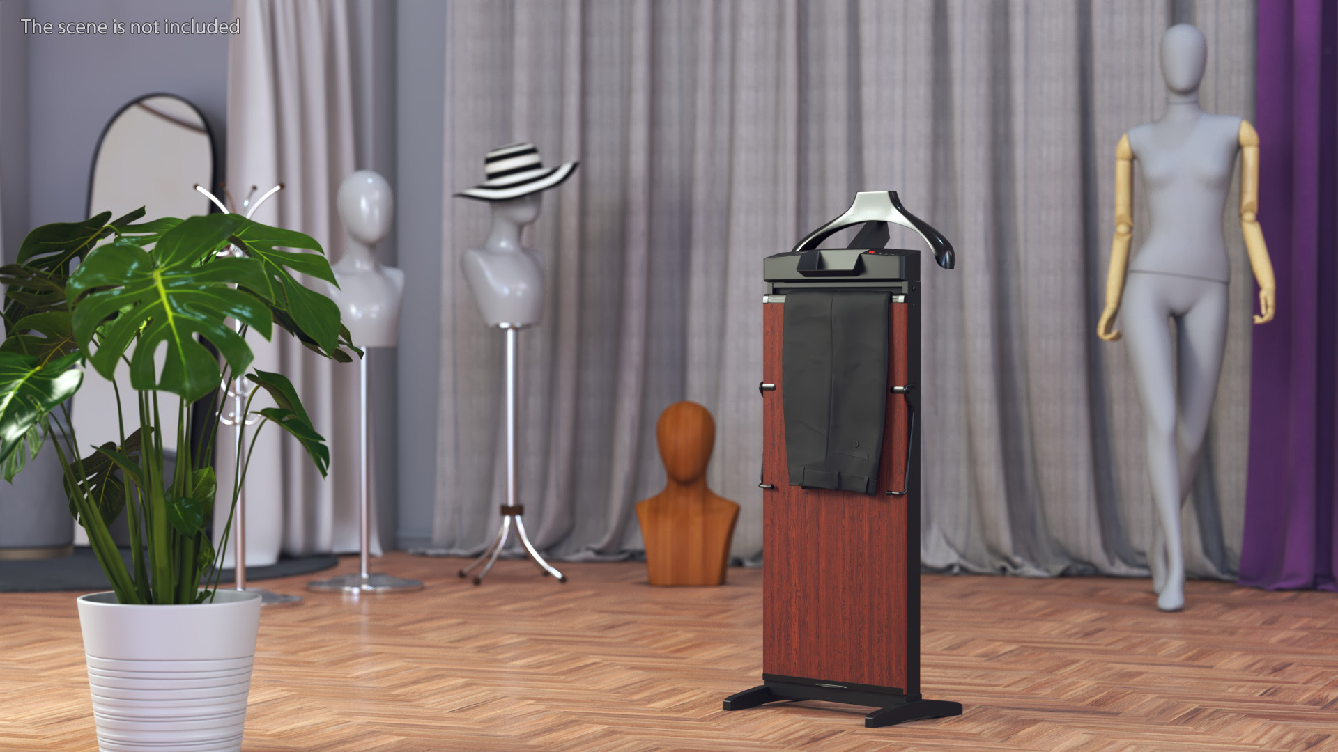 3D model Trouser Press Brown Wood Trim and Black Pants