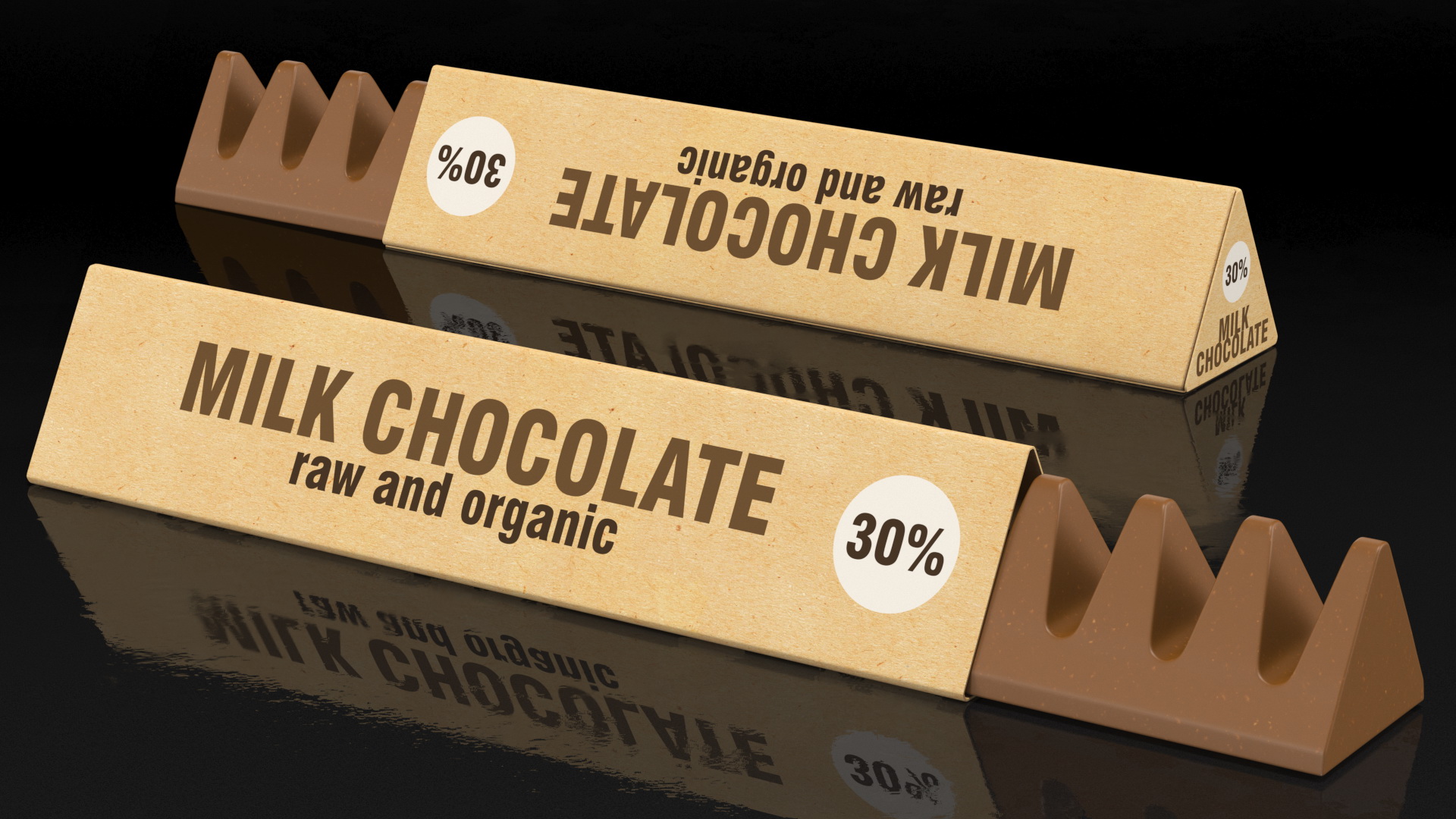 3D Opened Craft Chocolate Bar