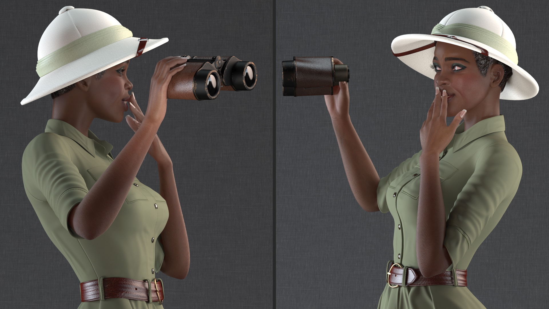 3D model Dark Skin Black Woman Explorer