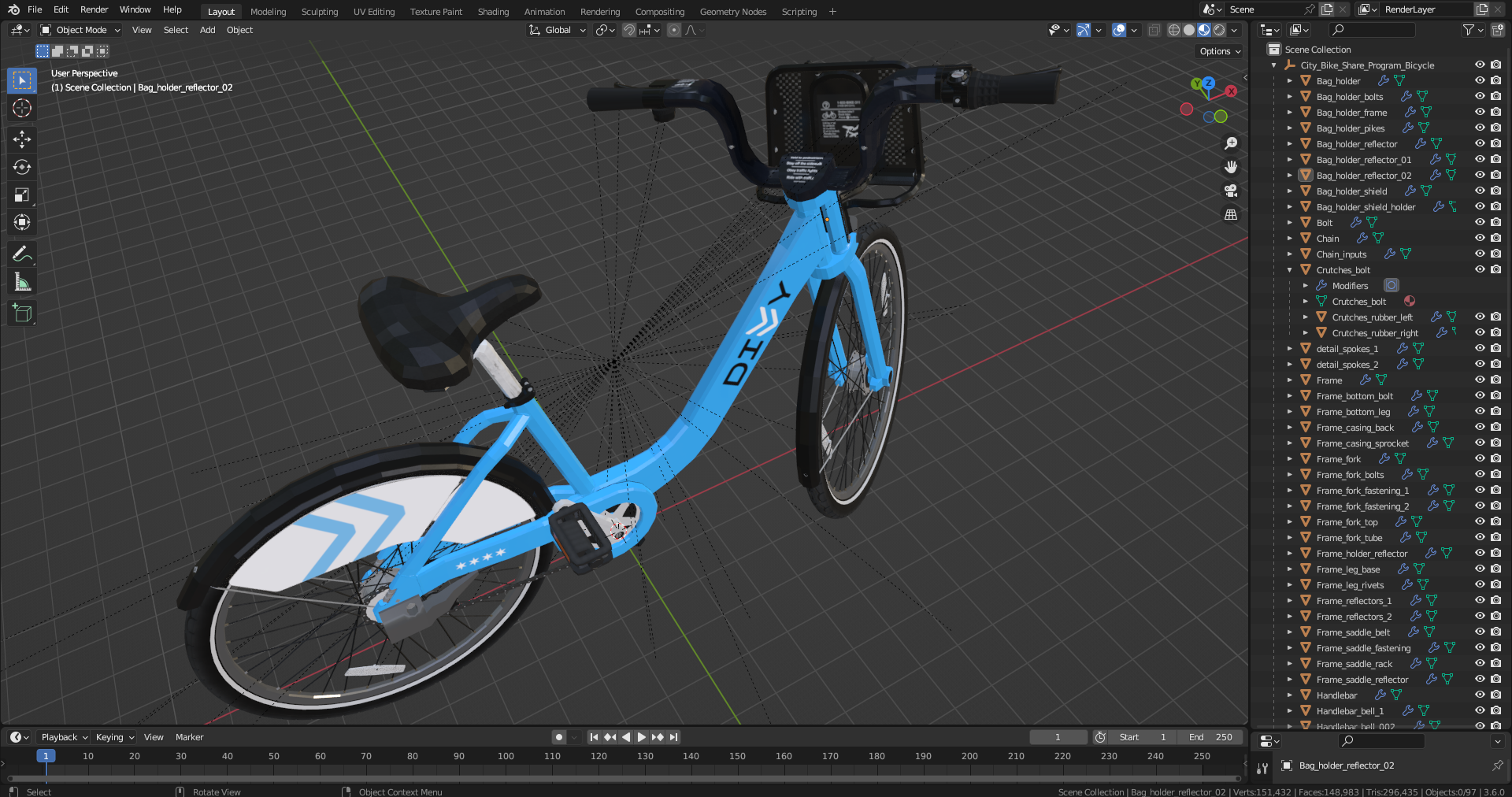 3D City Bike Share Program Bicycle