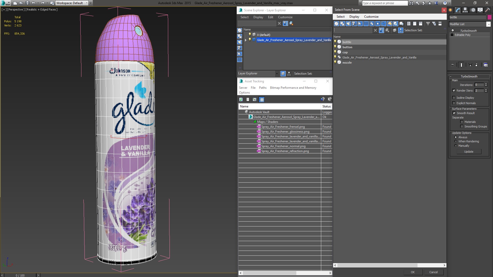 Glade Air Freshener Aerosol Spray Lavender and Vanilla 3D model