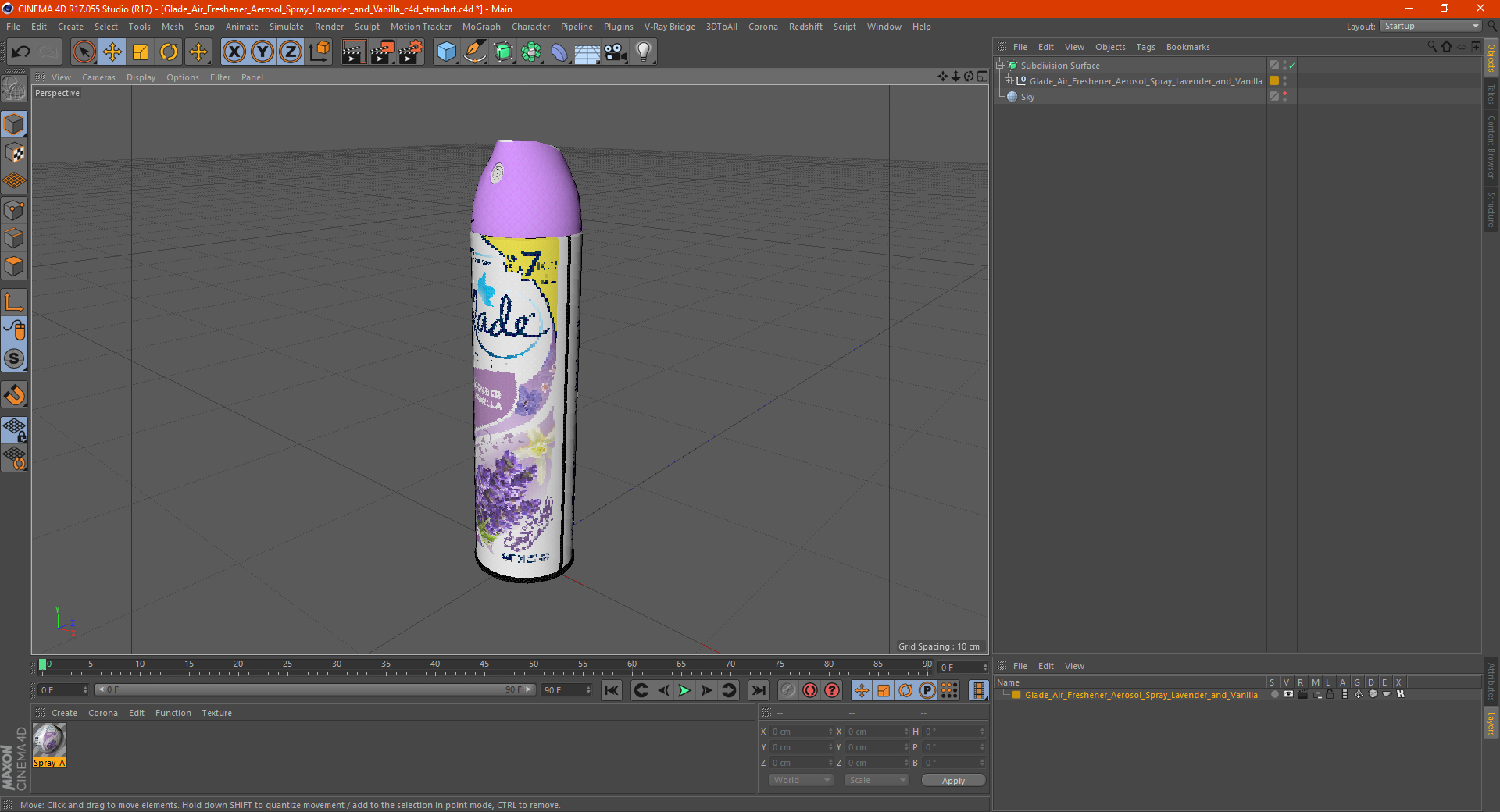 Glade Air Freshener Aerosol Spray Lavender and Vanilla 3D model