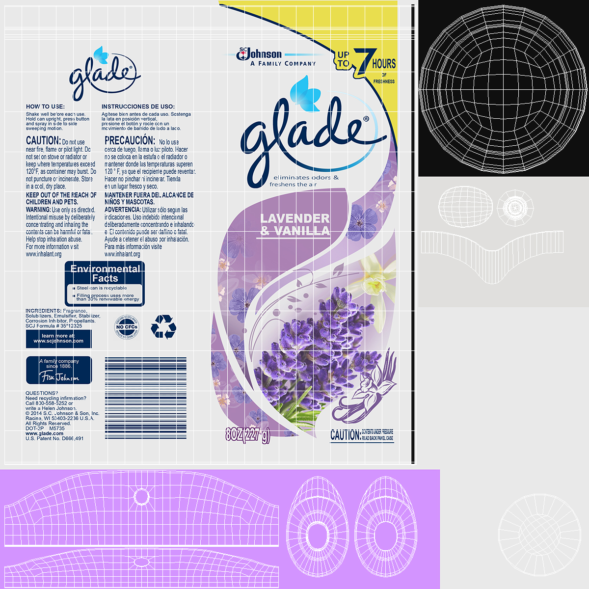 Glade Air Freshener Aerosol Spray Lavender and Vanilla 3D model