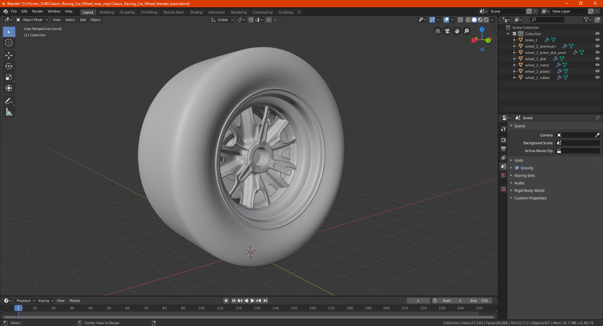 Classic Racing Car Wheel 3D model