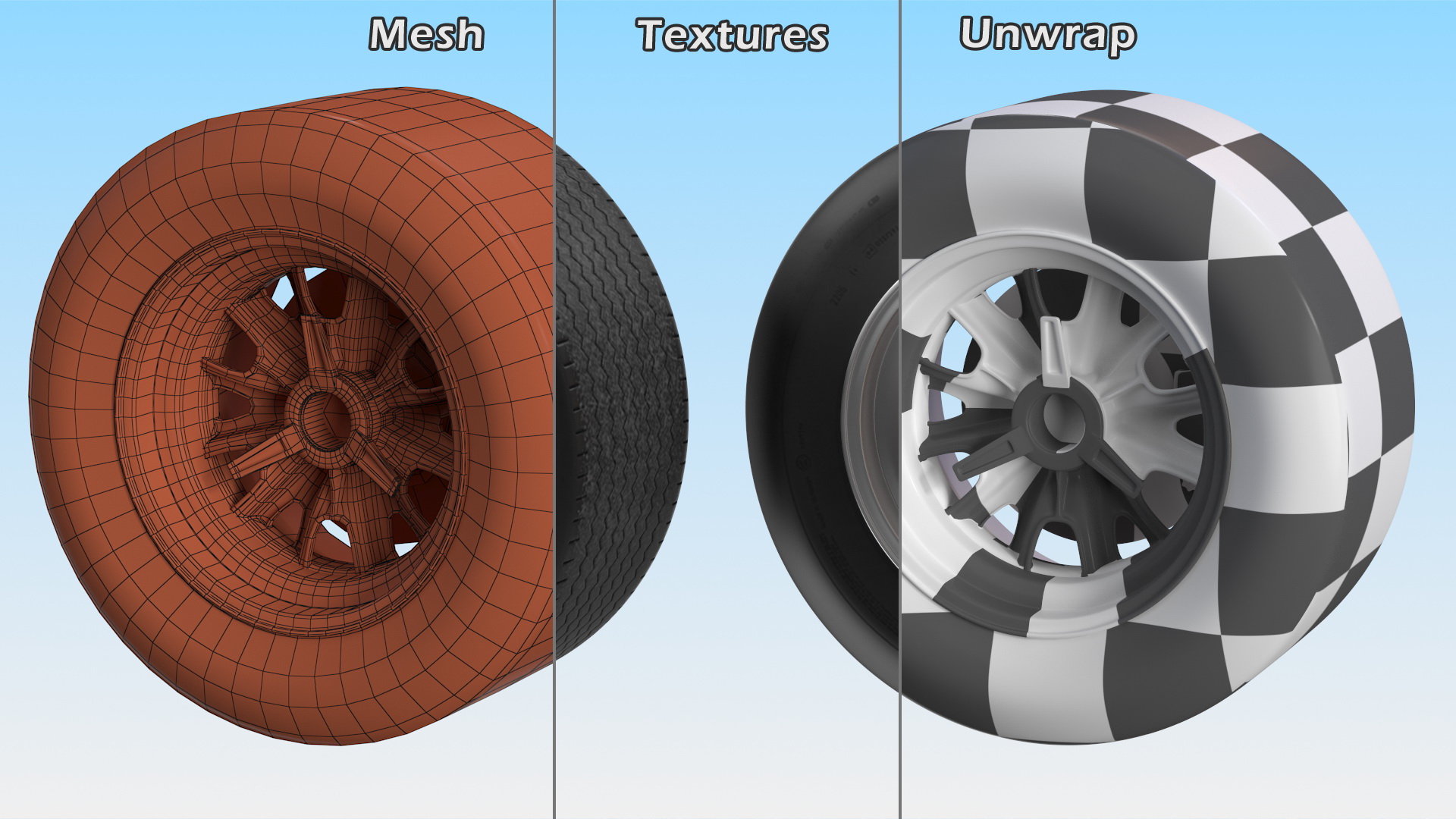 Classic Racing Car Wheel 3D model