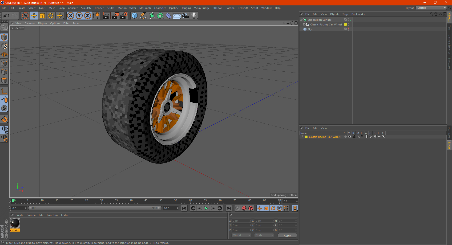 Classic Racing Car Wheel 3D model