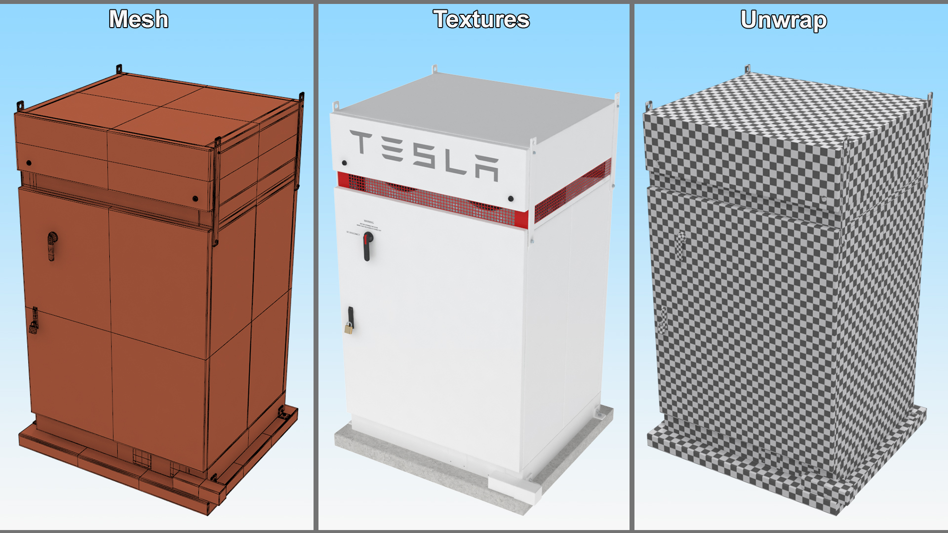 3D Tesla Inverter Box Powerpack model