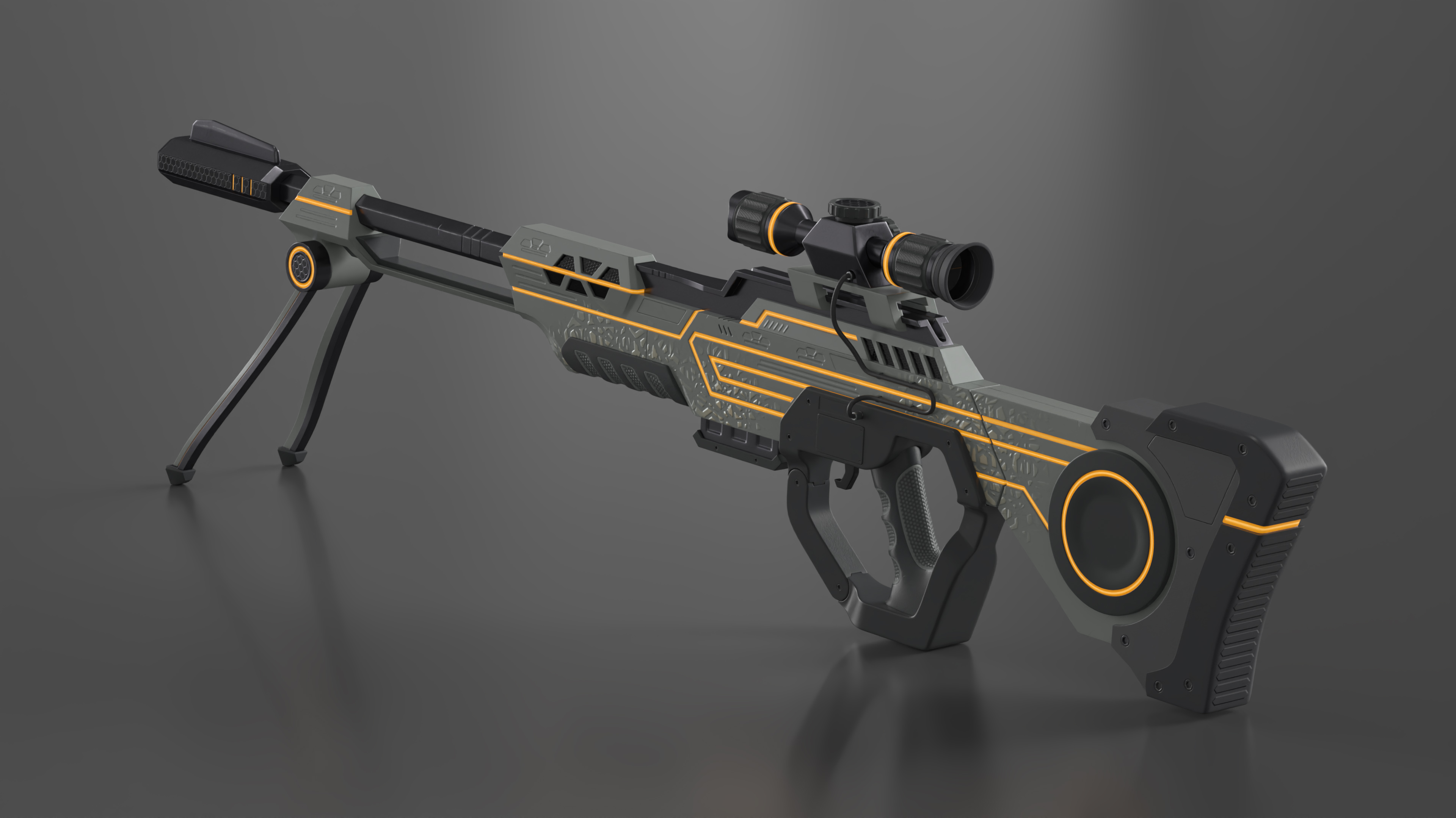 Futuristic Aglow Sniper Rifle 3D model