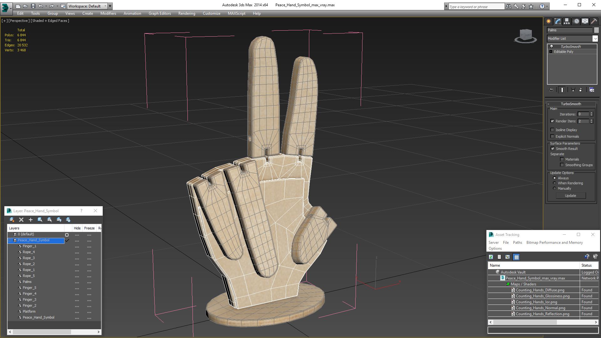 Peace Hand Symbol 3D