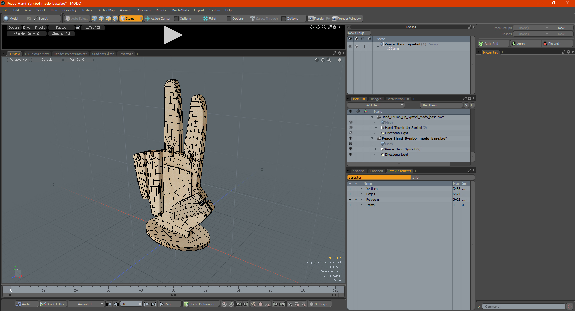 Peace Hand Symbol 3D