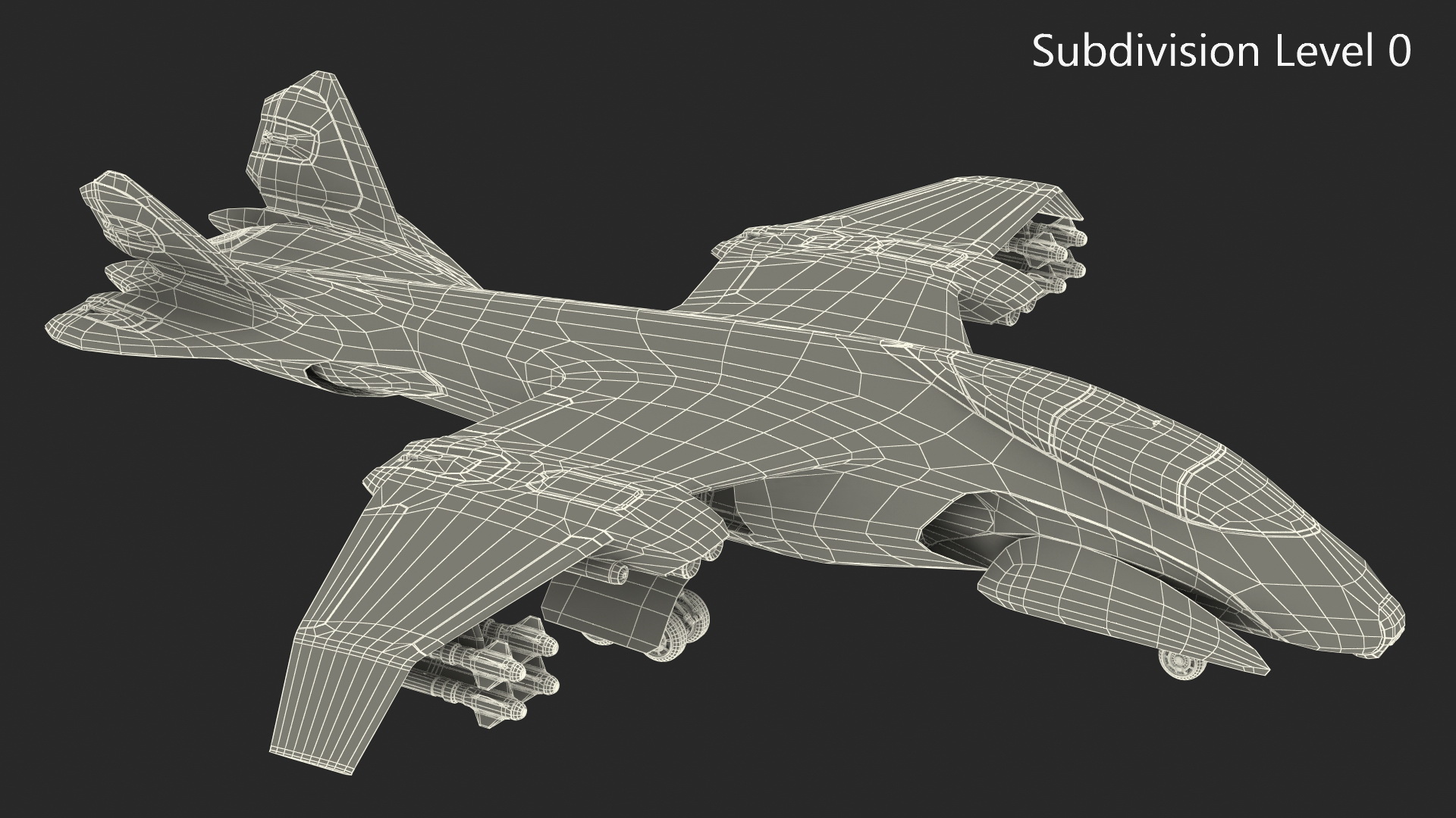 Futuristic Damaged Fighter Aircraft Rigged 3D