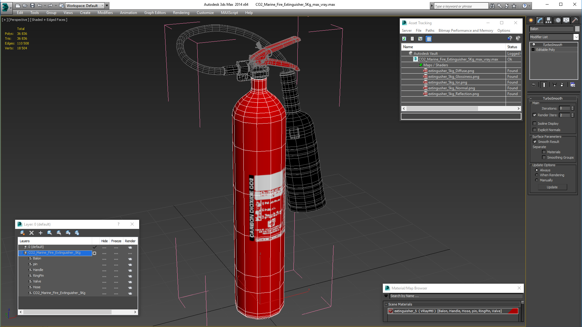 CO2 Marine Fire Extinguisher 5Kg 3D