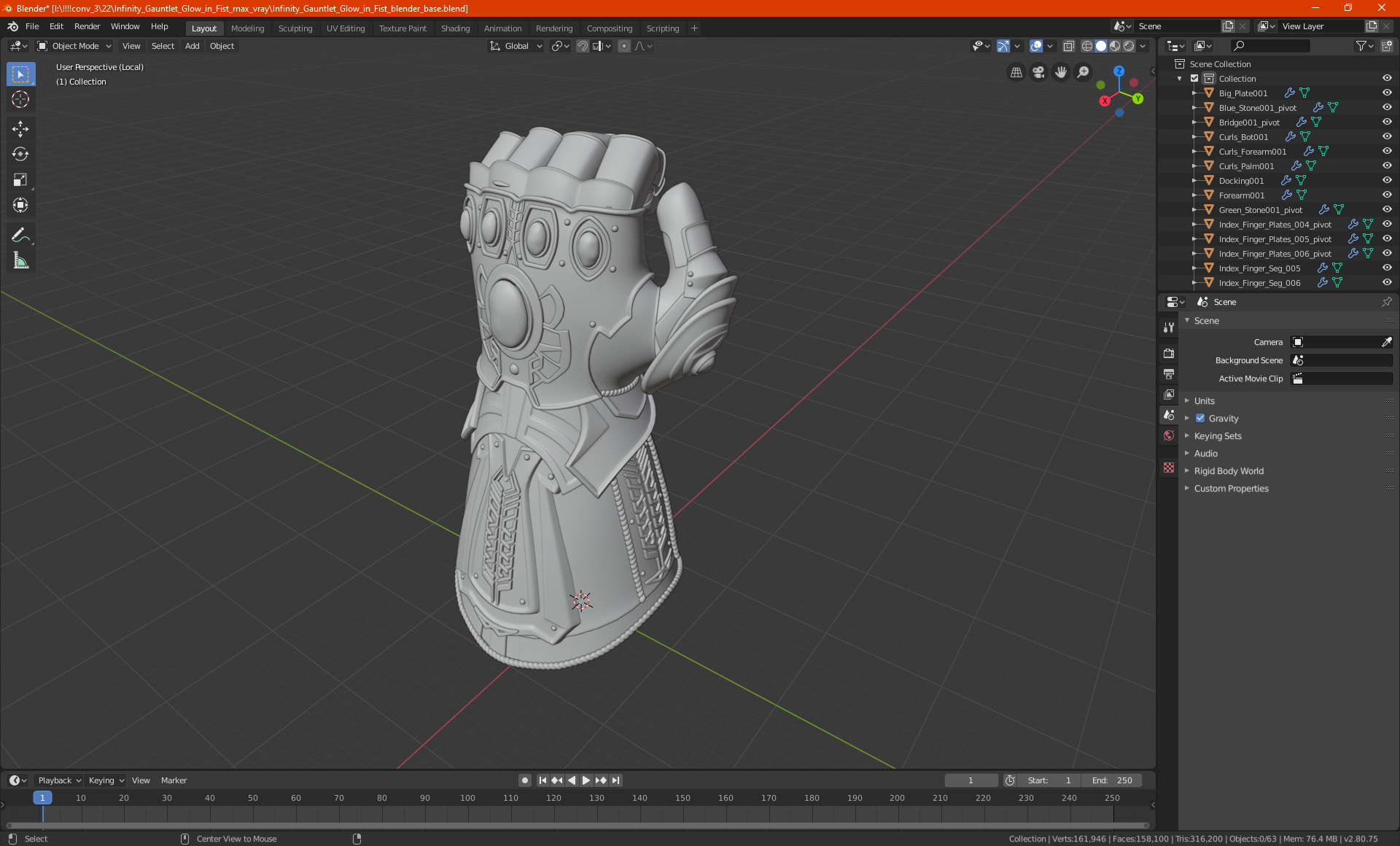 3D model Infinity Gauntlet Glow in Fist