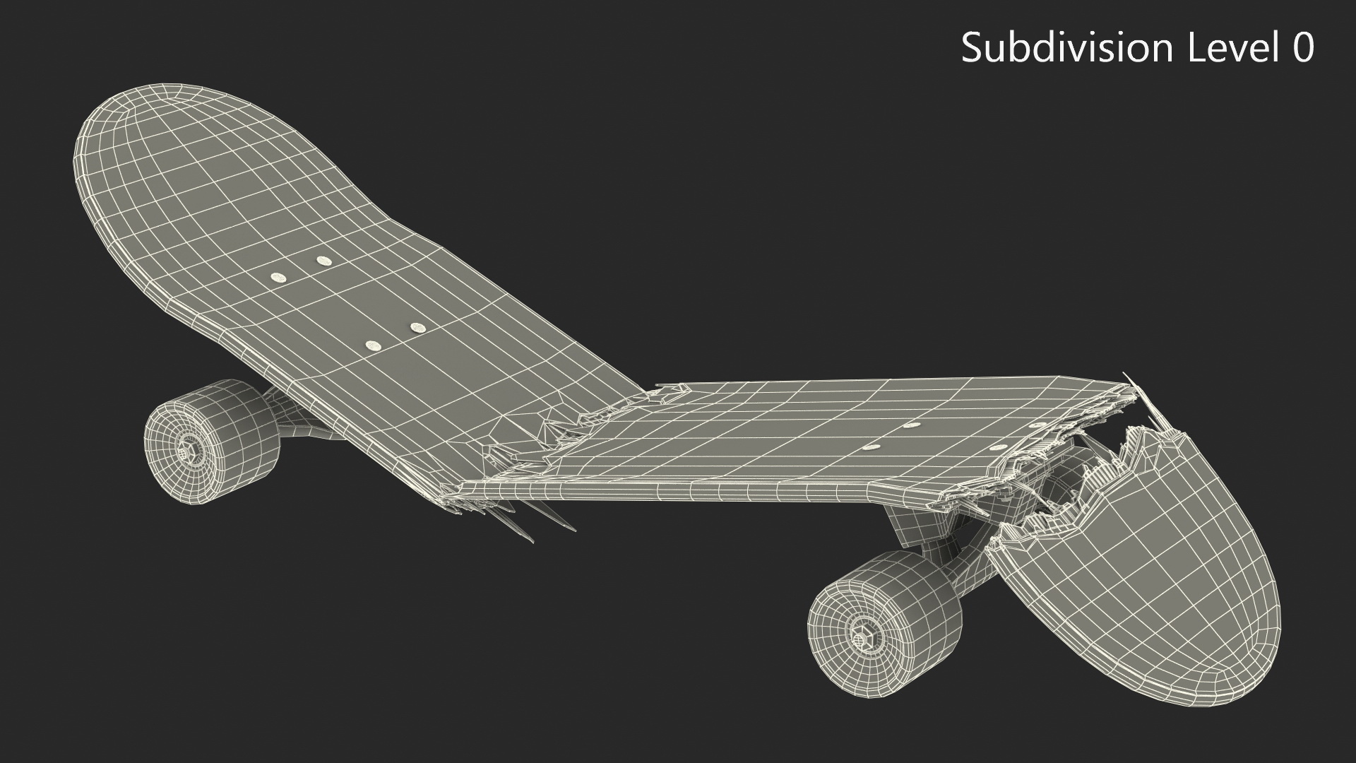 3D Skateboard Broken in Three Pieces model