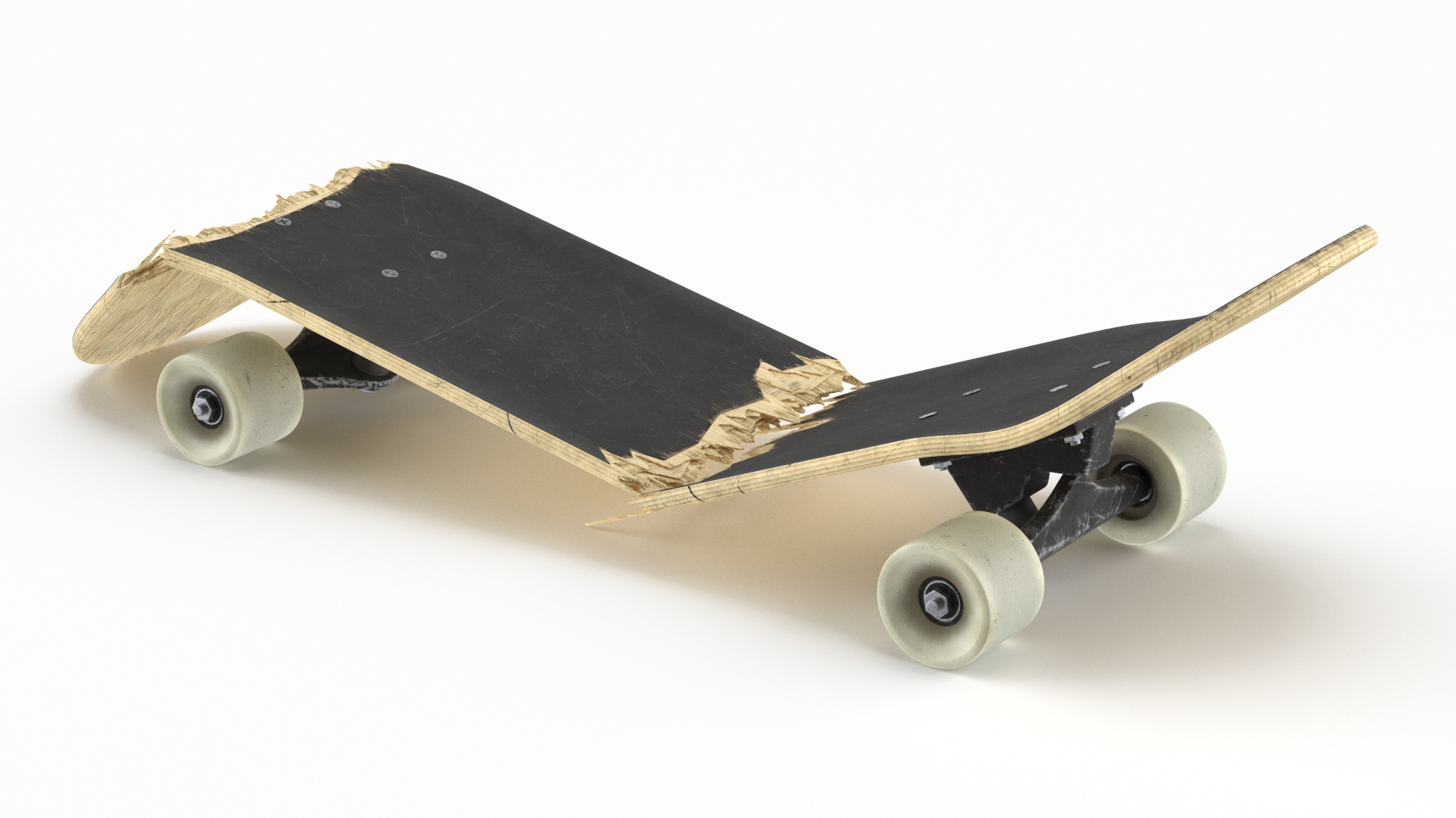 3D Skateboard Broken in Three Pieces model