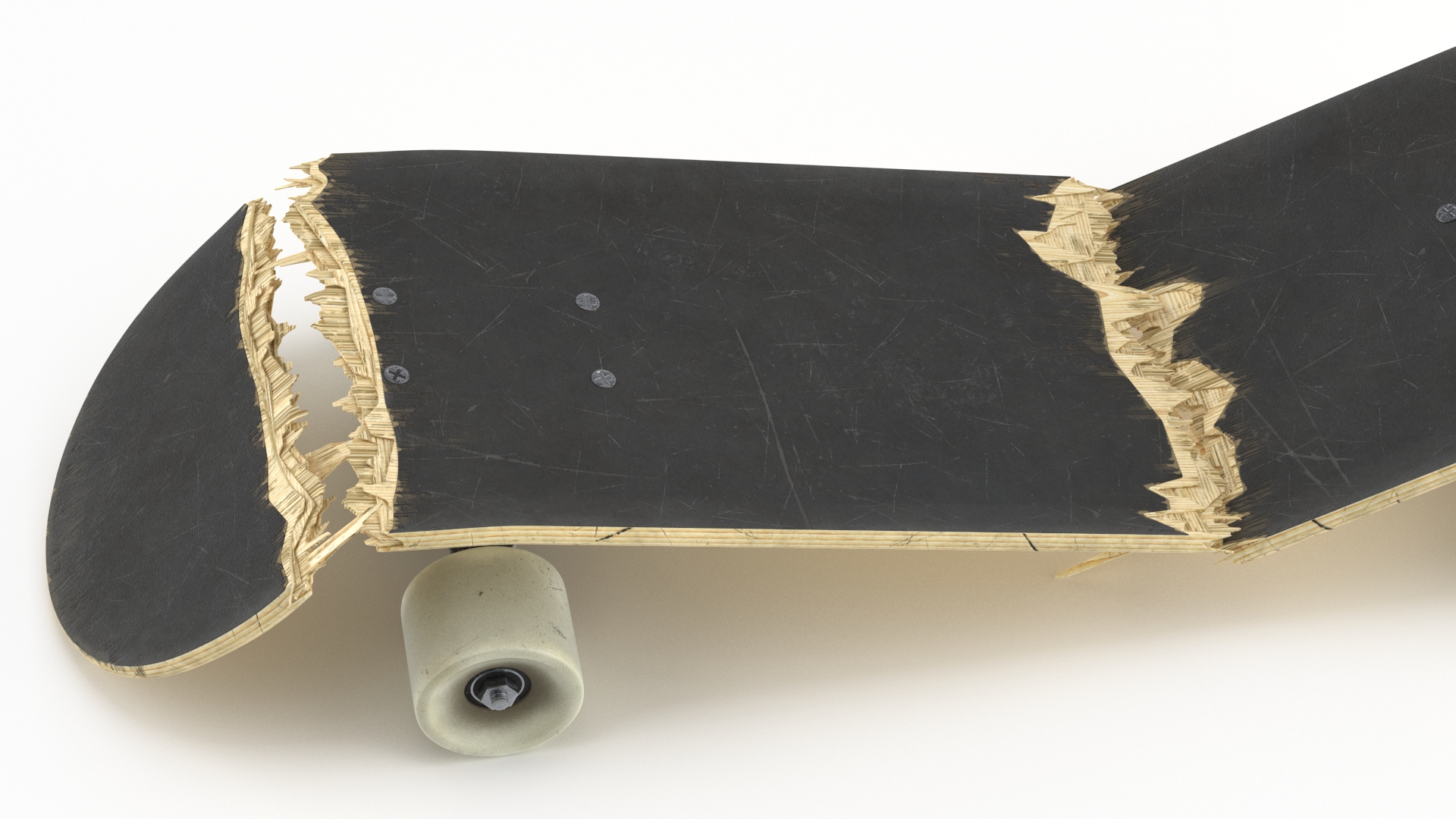 3D Skateboard Broken in Three Pieces model