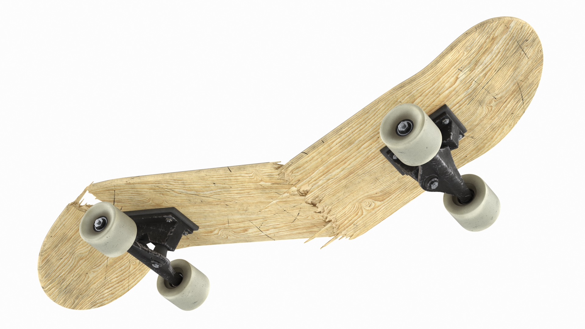 3D Skateboard Broken in Three Pieces model