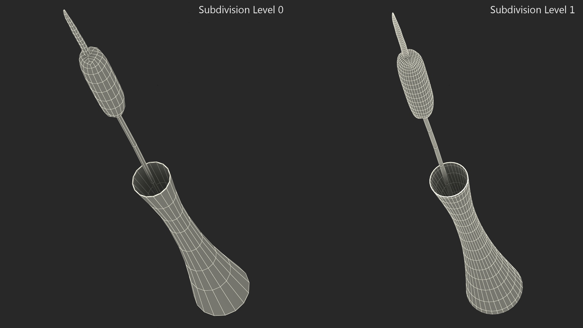 Typha Latifolia in Glass Vase 3D model