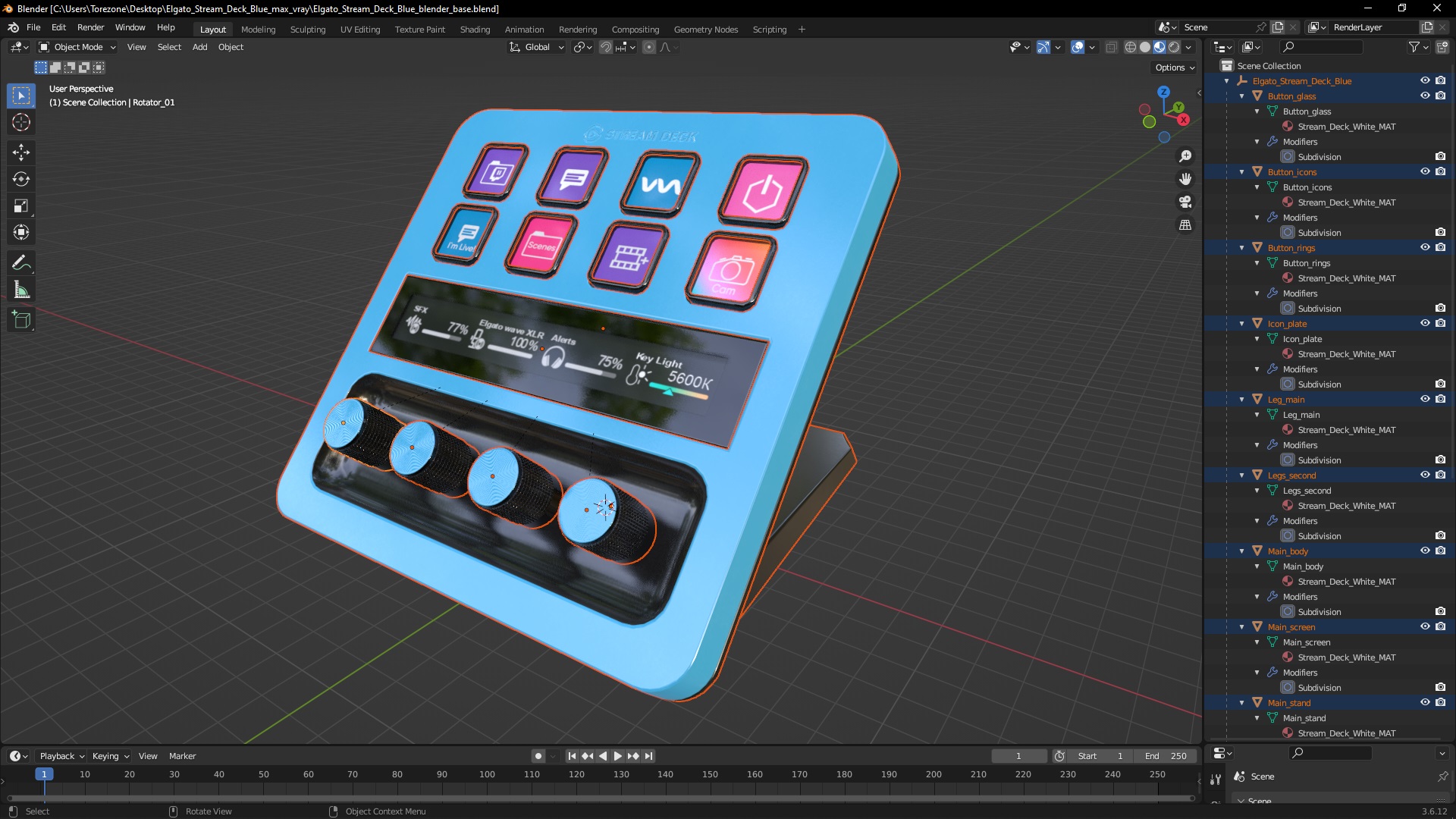 3D Elgato Stream Deck Blue model