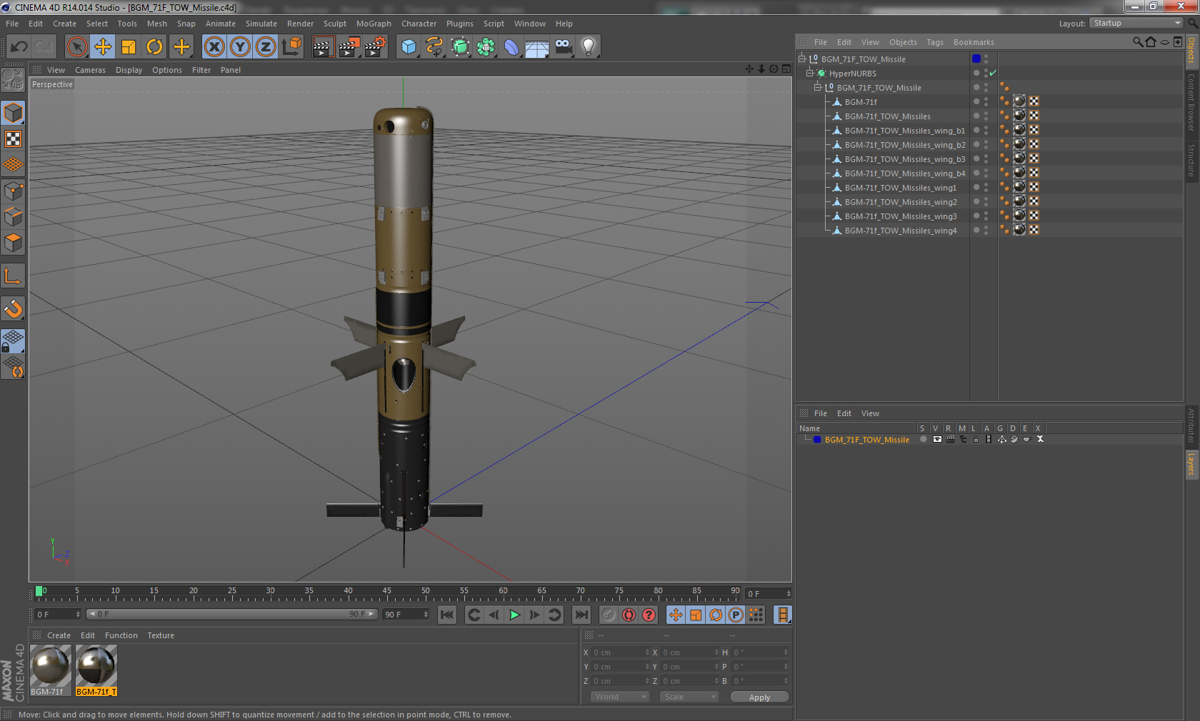 BGM 71F TOW Missile 3D model