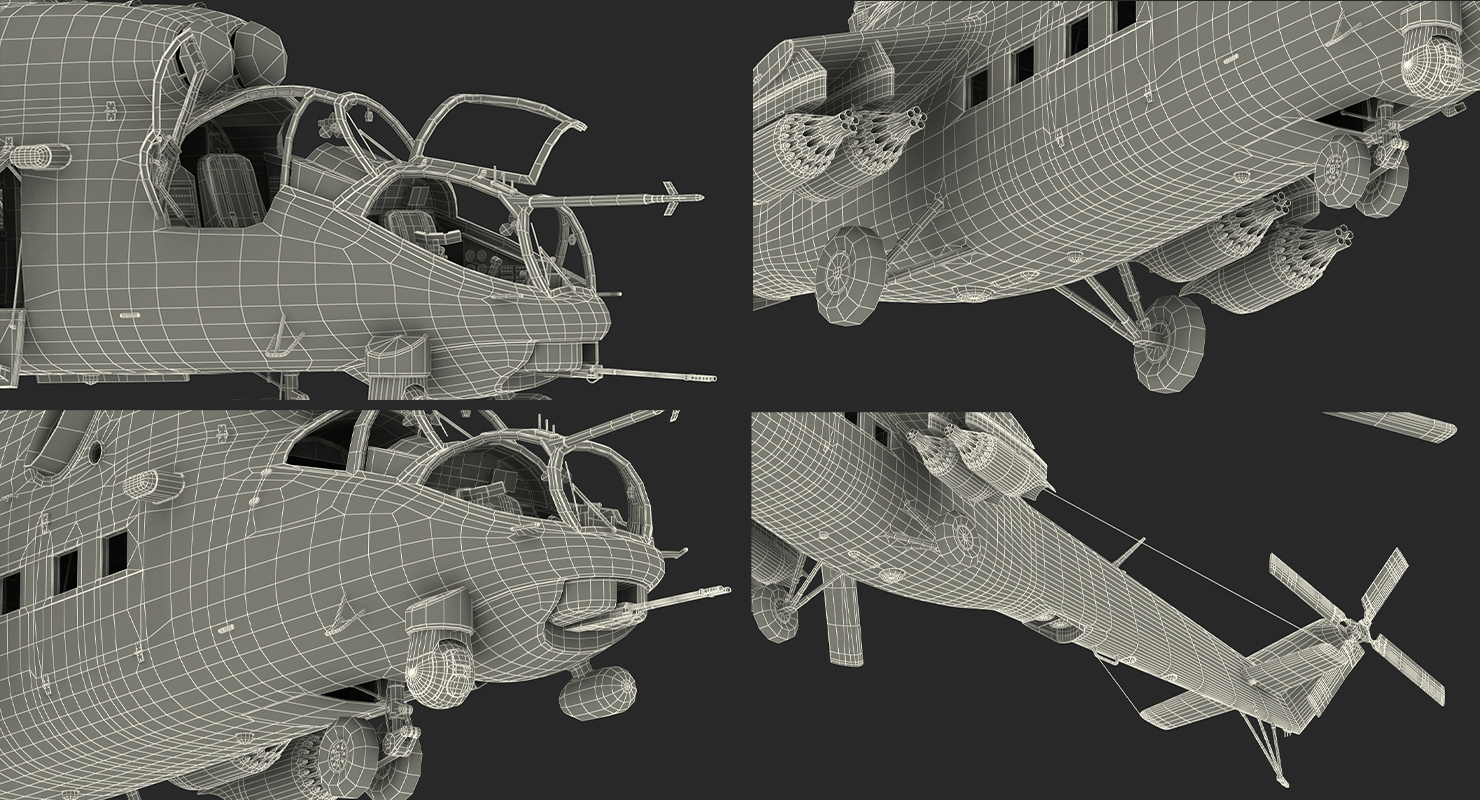 3D Russian Large Helicopter Gunship Mi 35M Rigged