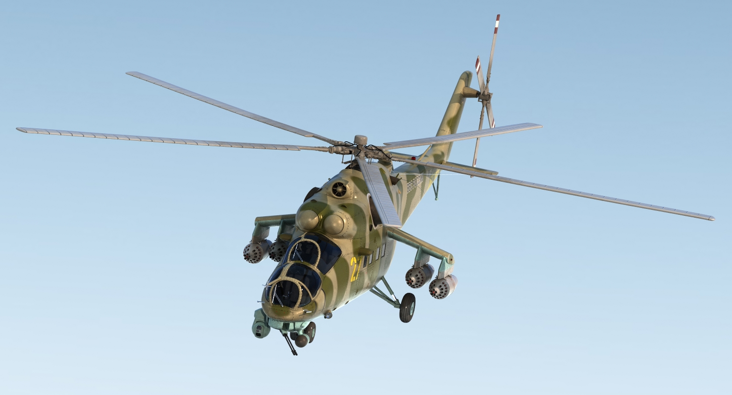 3D Russian Large Helicopter Gunship Mi 35M Rigged