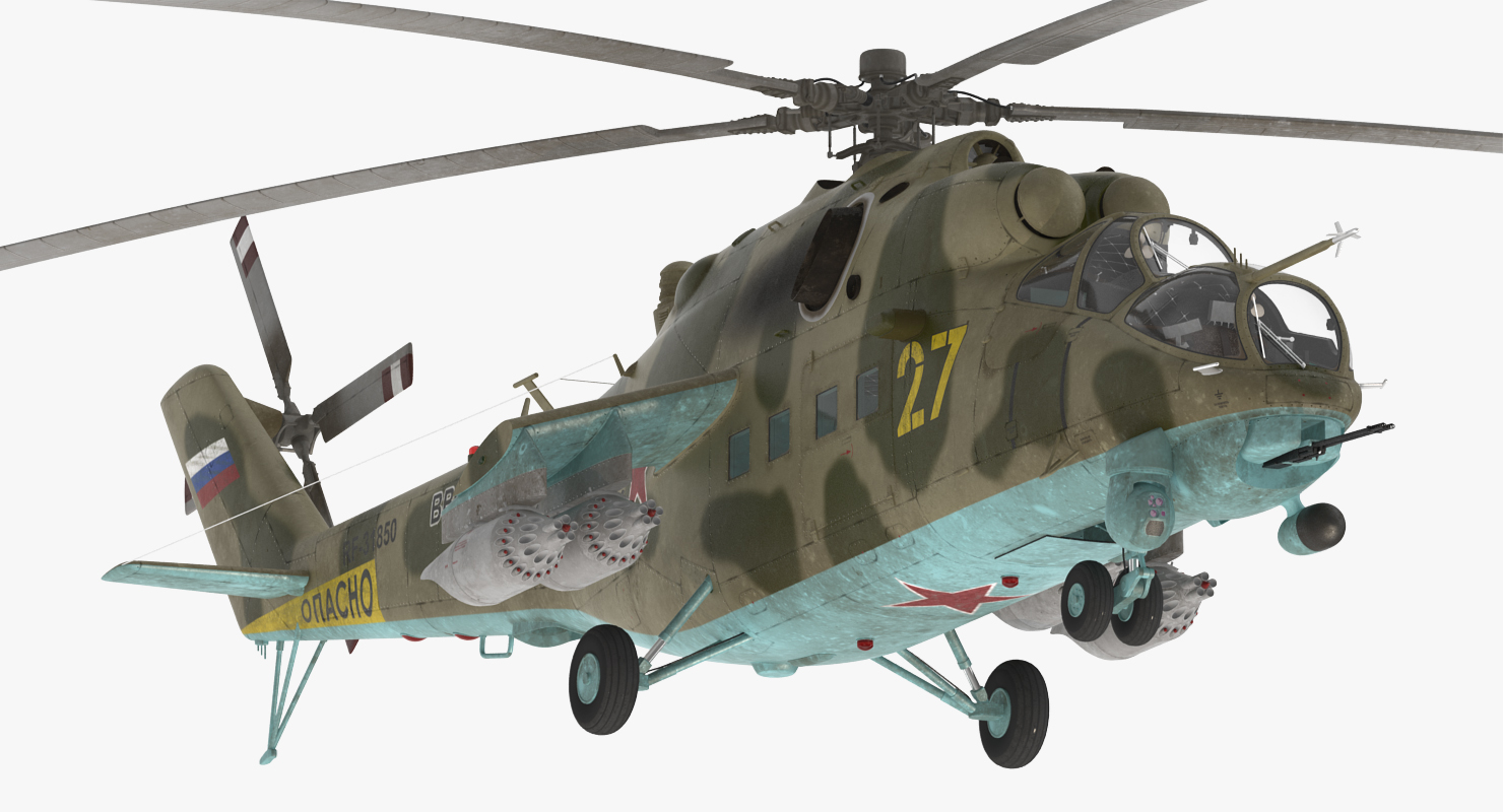 3D Russian Large Helicopter Gunship Mi 35M Rigged