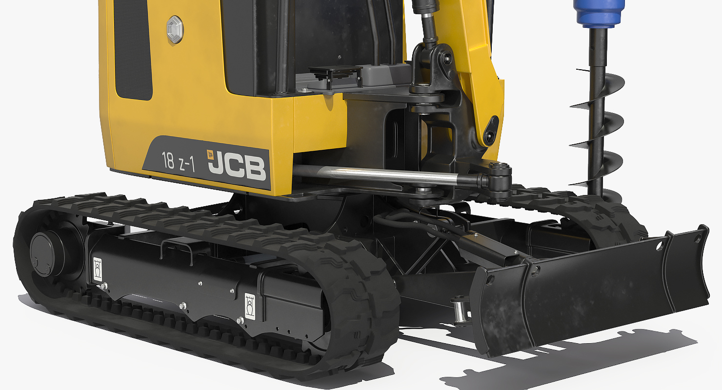 3D JCB 18Z1 Mini Excavator with Earth Drill X2500 Rigged model