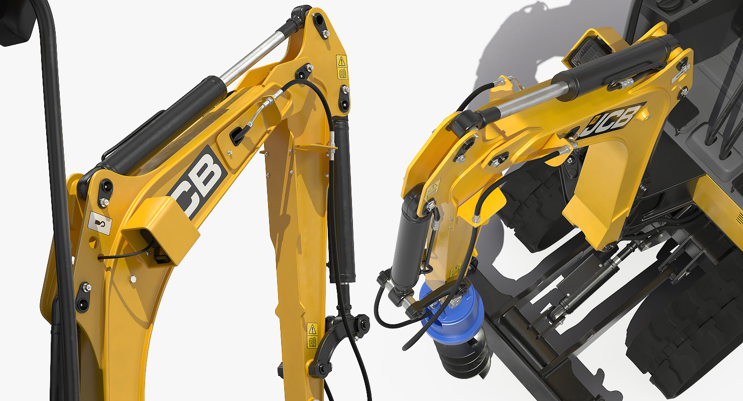 3D JCB 18Z1 Mini Excavator with Earth Drill X2500 Rigged model