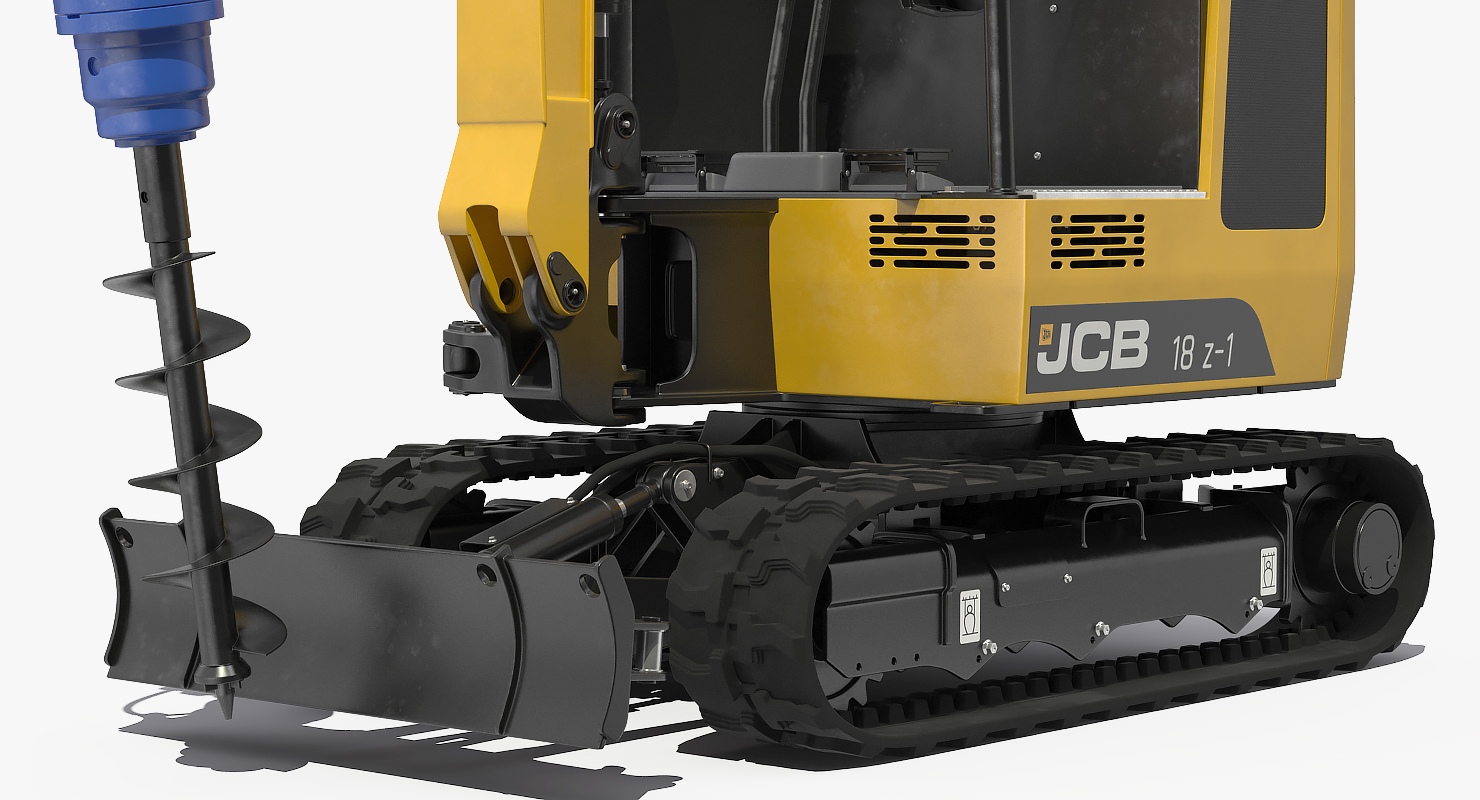 3D JCB 18Z1 Mini Excavator with Earth Drill X2500 Rigged model