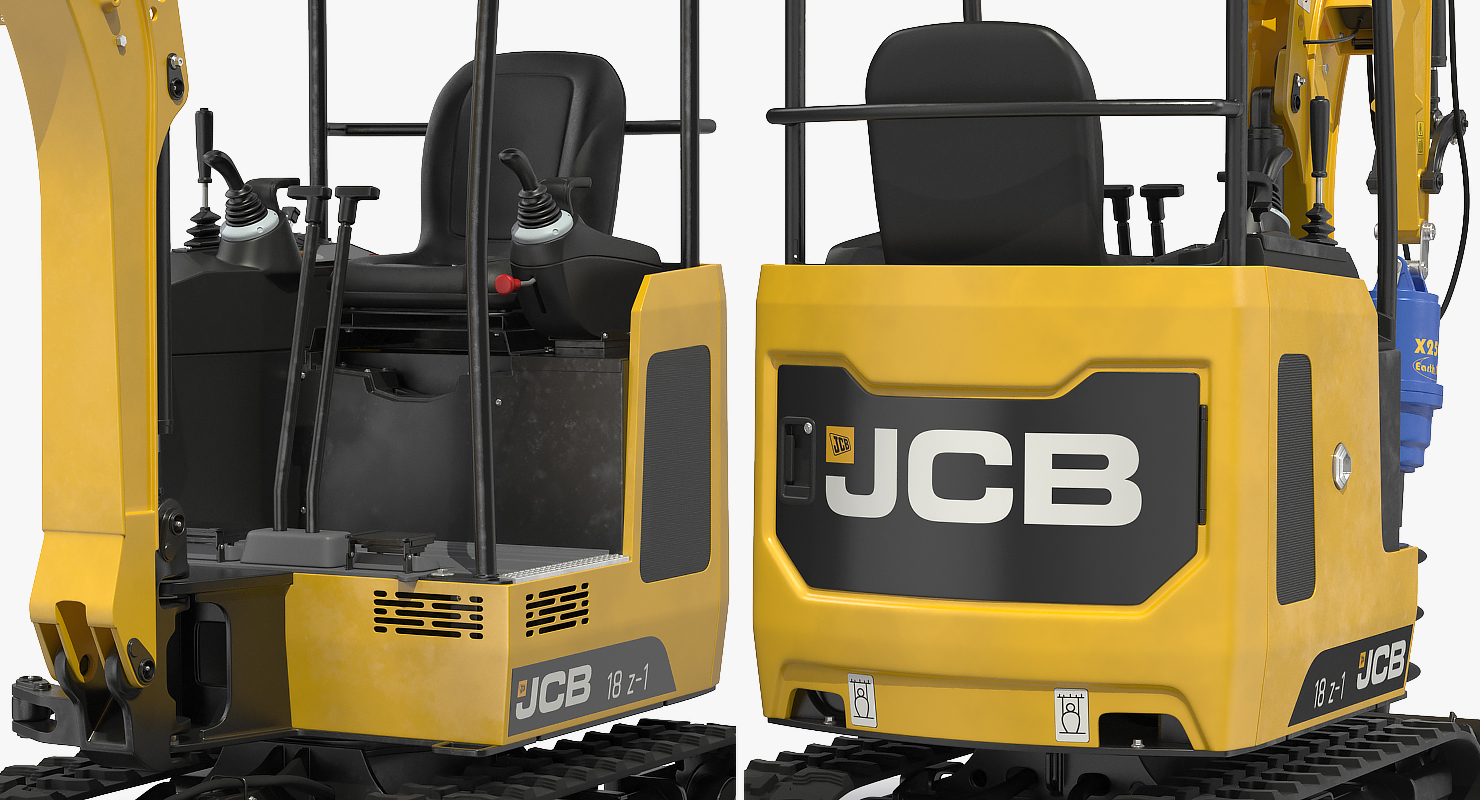 3D JCB 18Z1 Mini Excavator with Earth Drill X2500 Rigged model