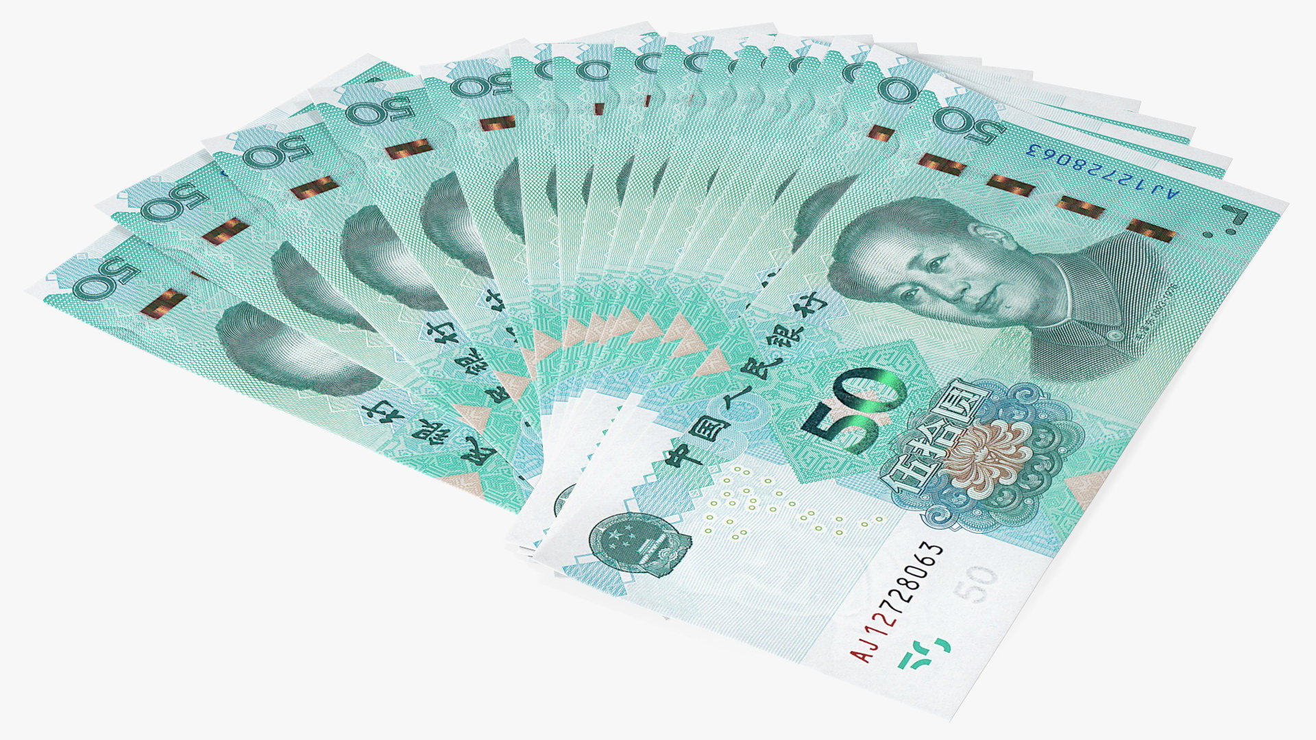 Chinese 50 Yuan 2019 Banknotes Fan 3D model