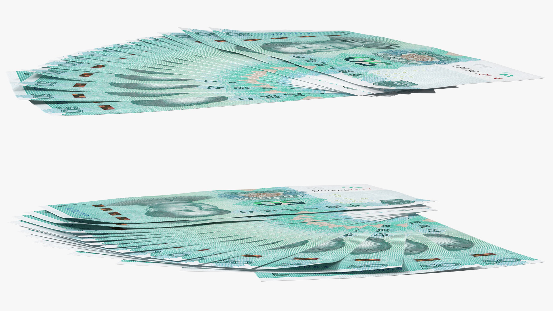 Chinese 50 Yuan 2019 Banknotes Fan 3D model