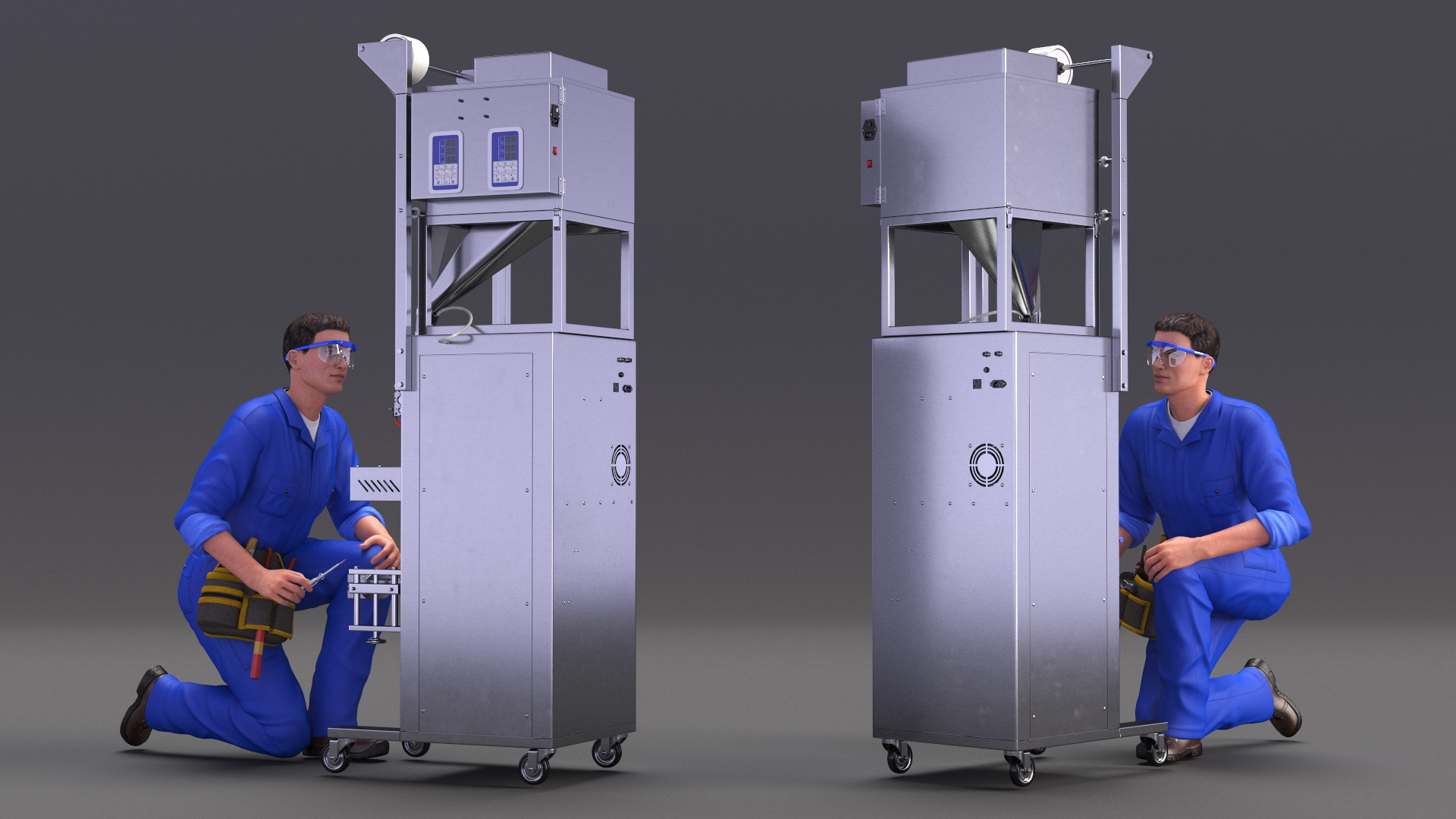 Engineer Repairing Packing Machine 3D model