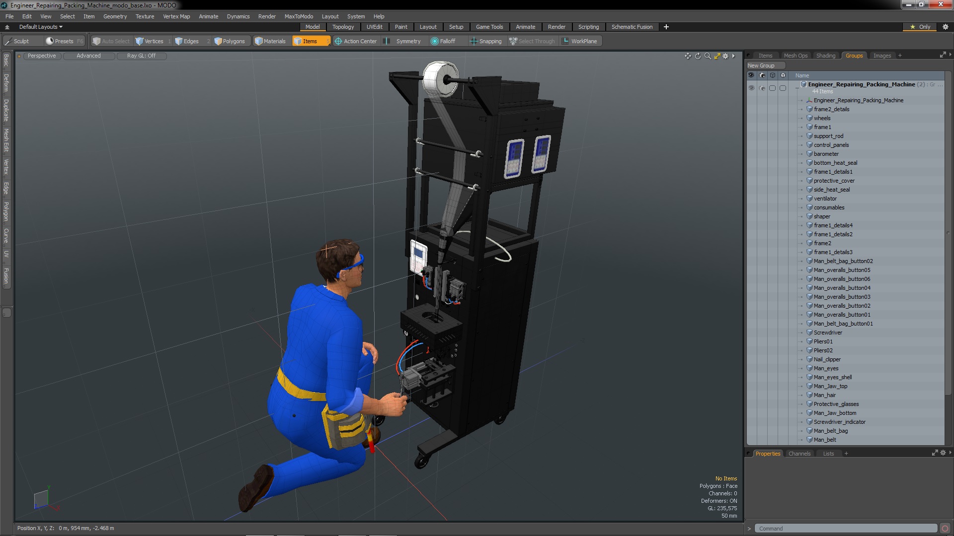 Engineer Repairing Packing Machine 3D model