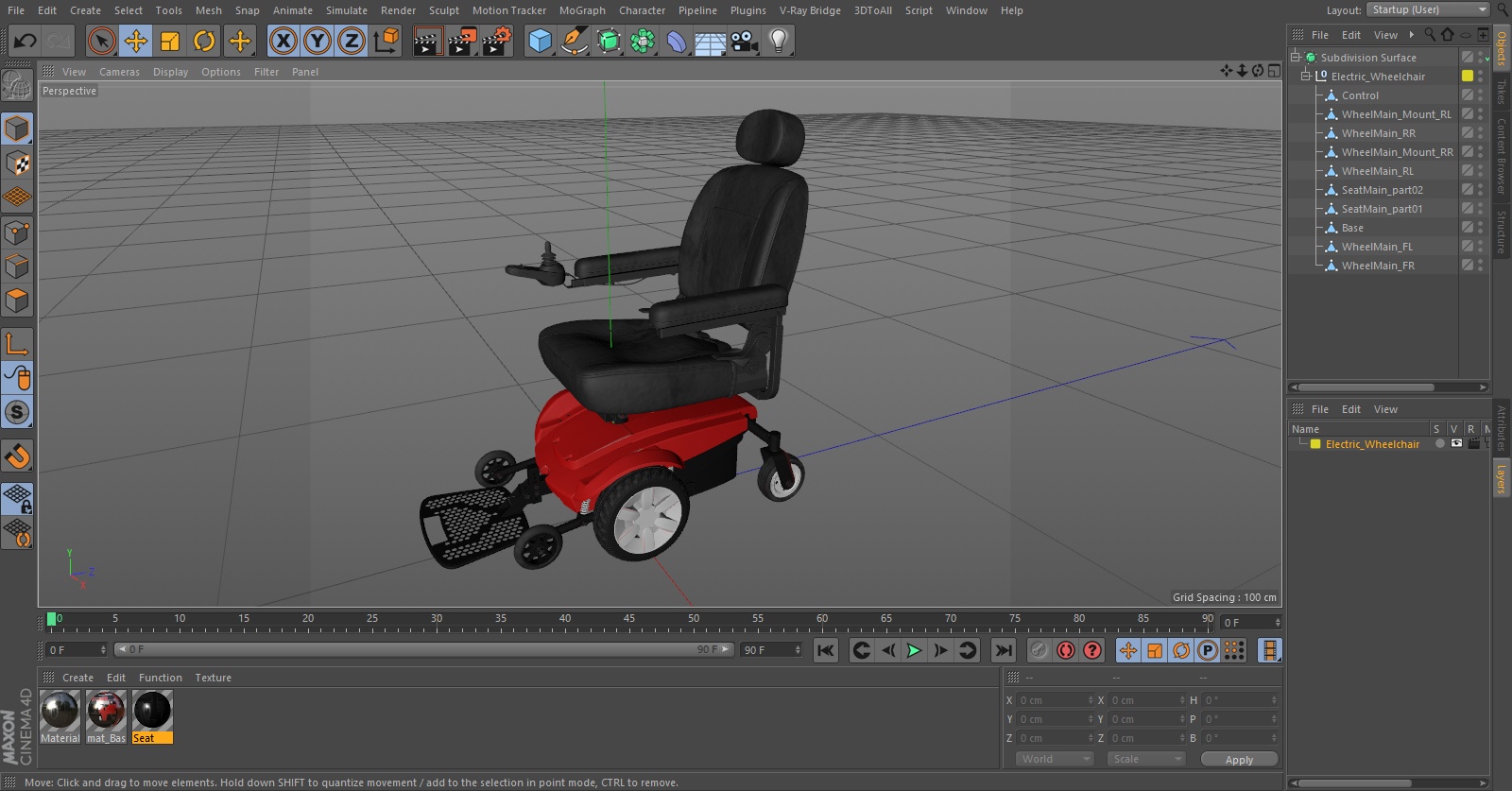 Electric Wheelchair 3D model