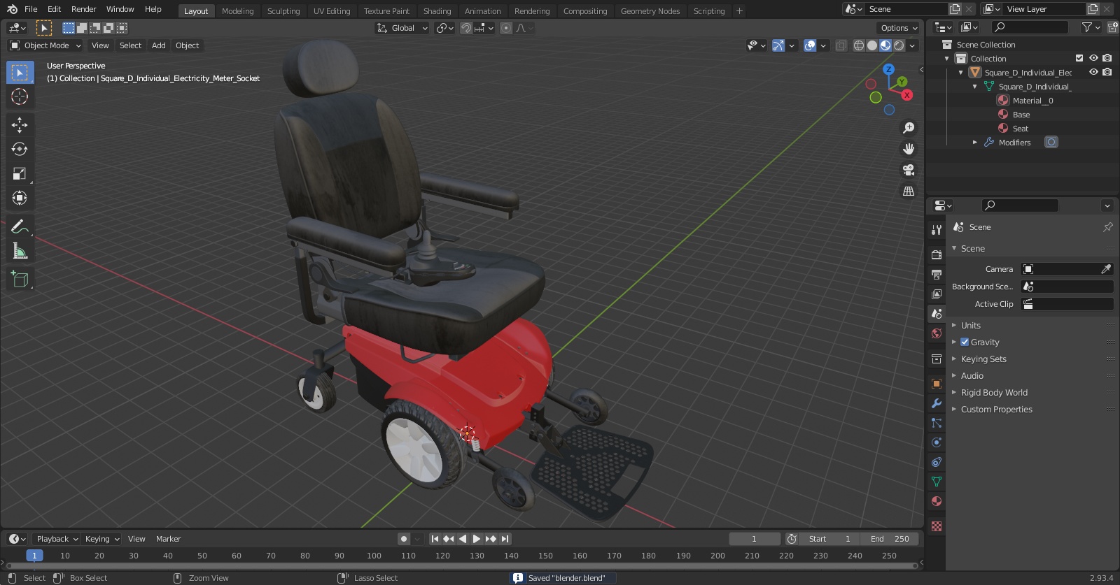 Electric Wheelchair 3D model