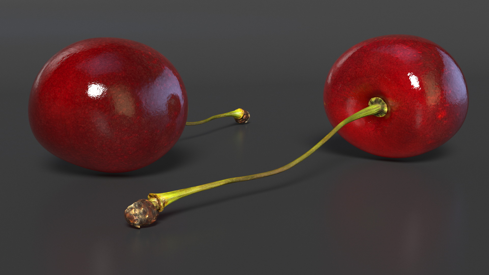 3D Realistic Cherry with Stem