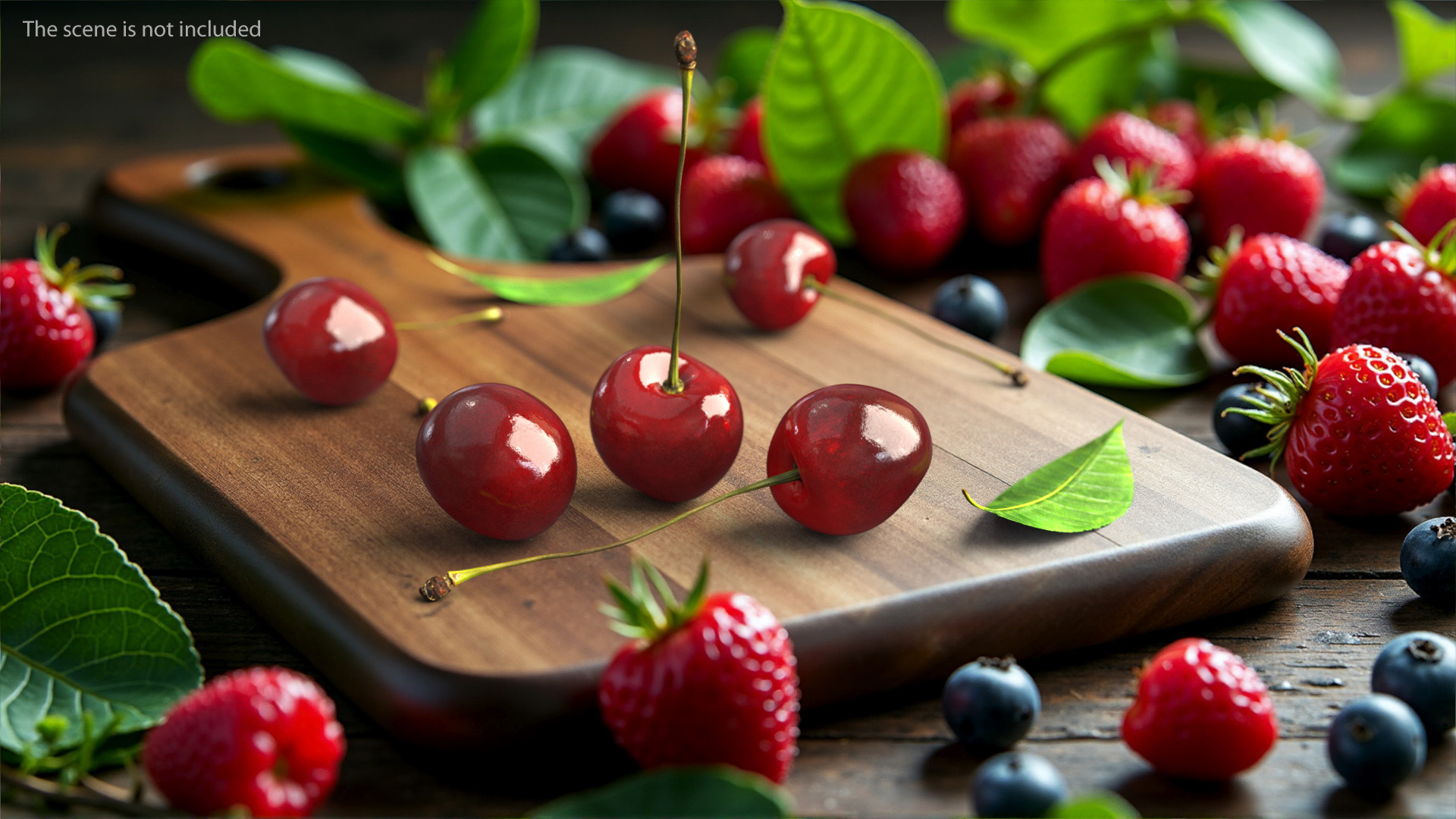 3D Realistic Cherry with Stem