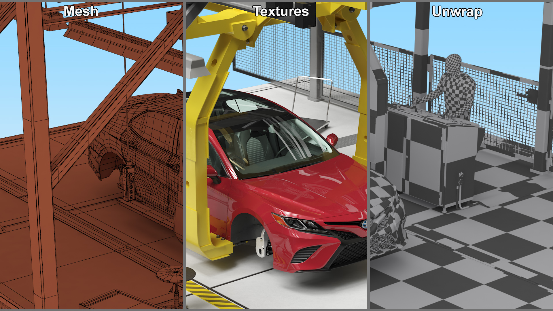 Automatic Toyota Body Line and Worker 3D