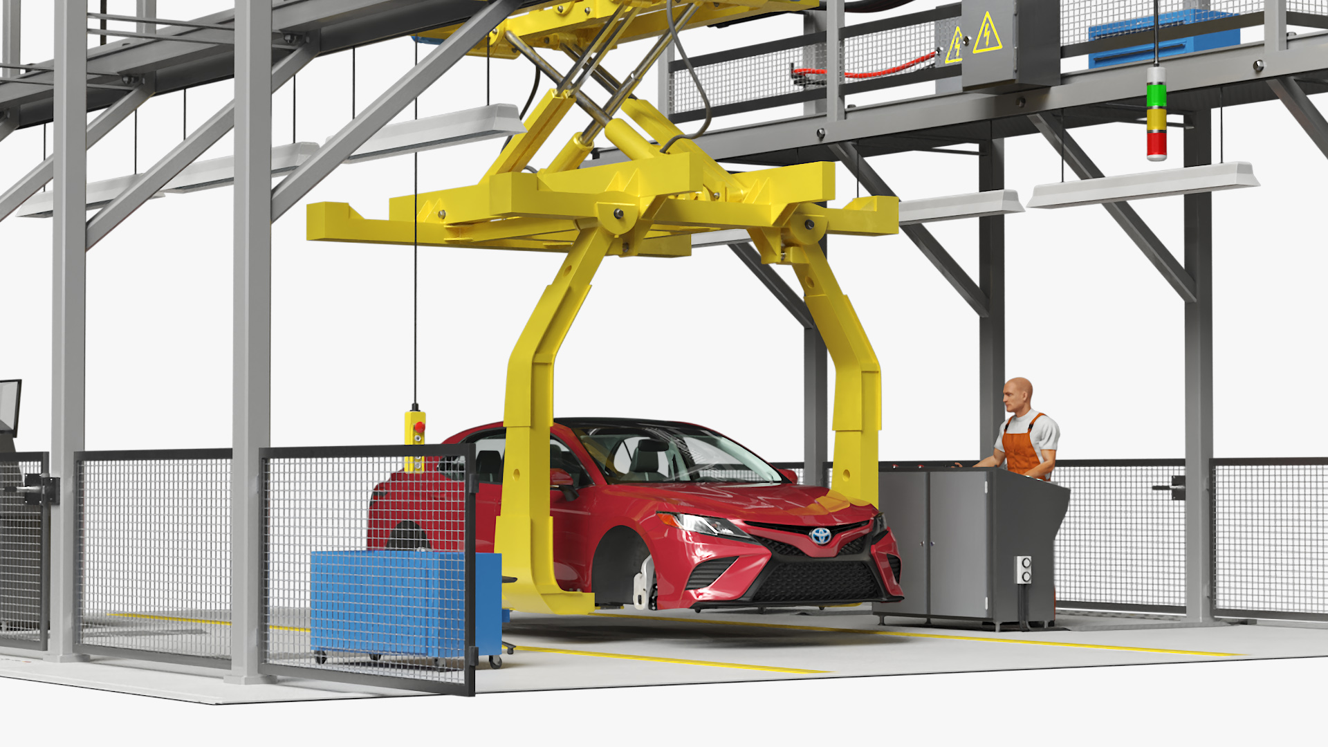 Automatic Toyota Body Line and Worker 3D