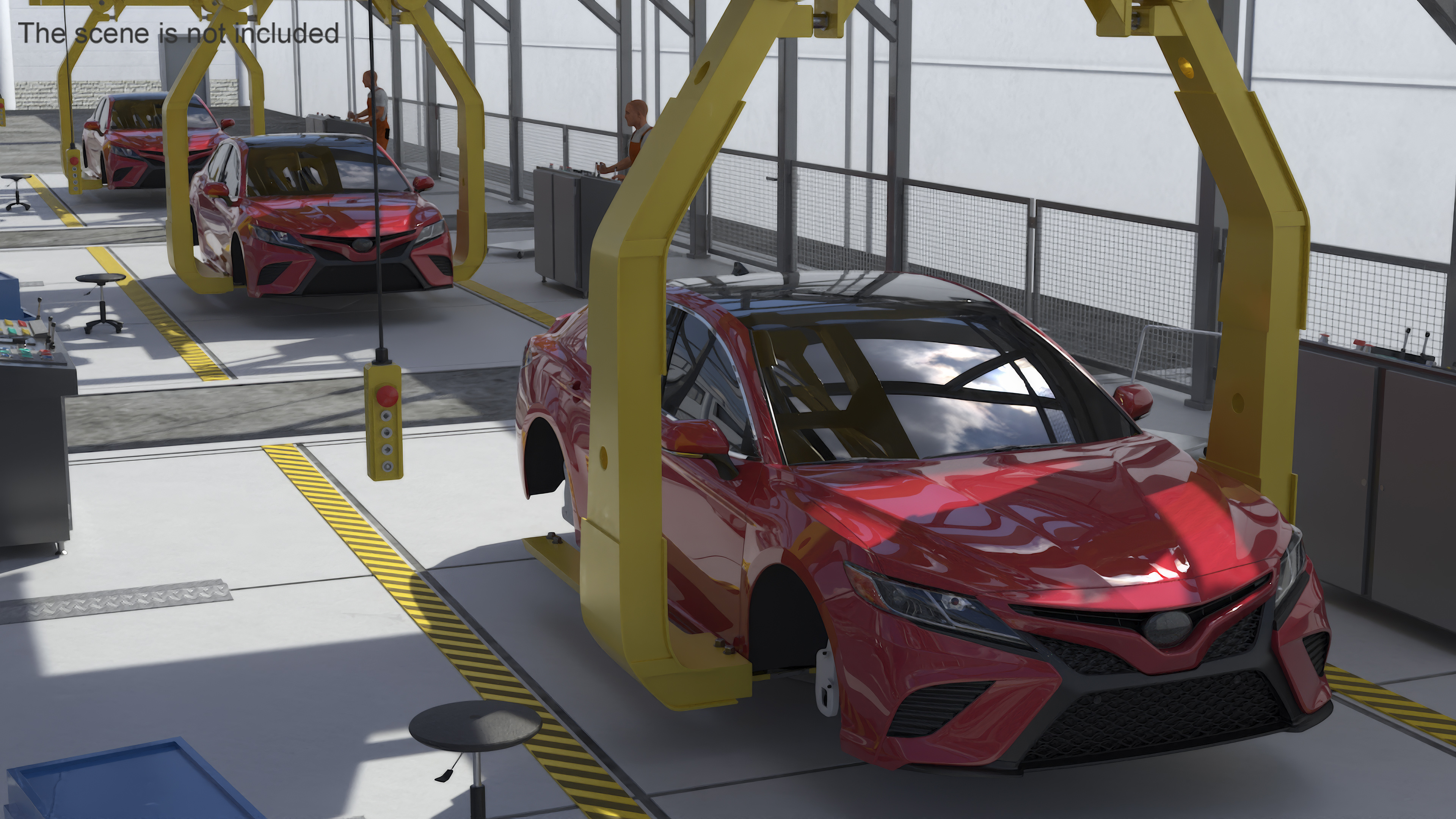 Automatic Toyota Body Line and Worker 3D