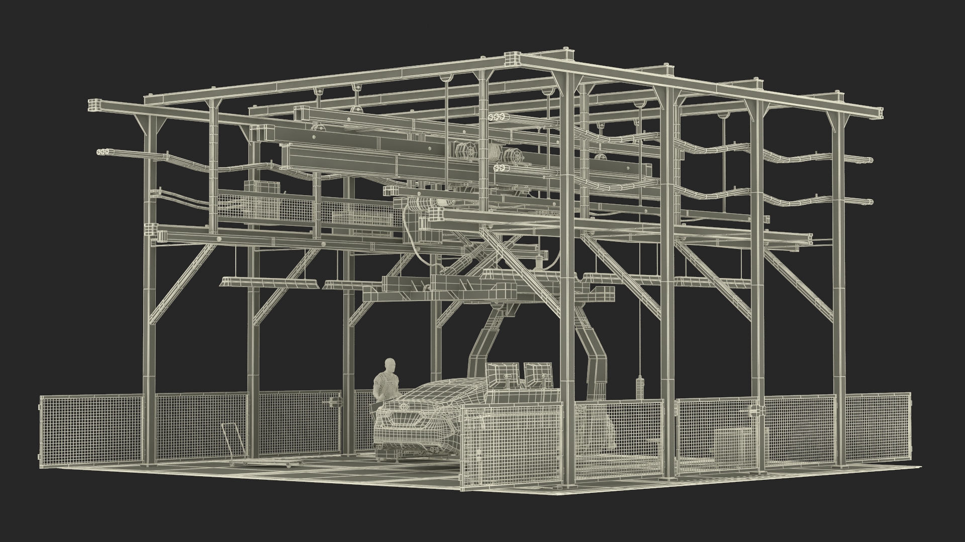 Automatic Toyota Body Line and Worker 3D