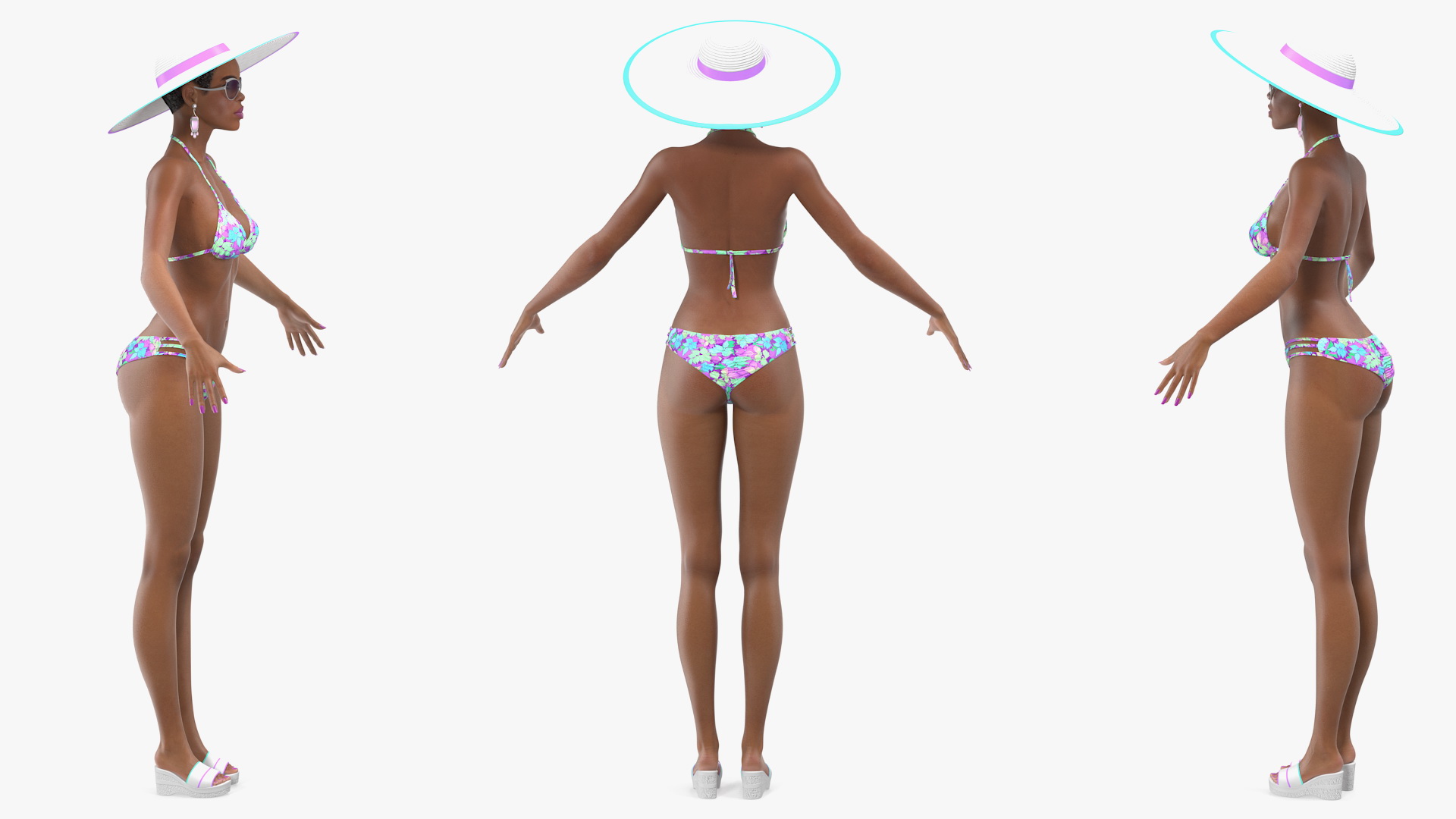 Light Skinned Bikini Girl T Pose 3D