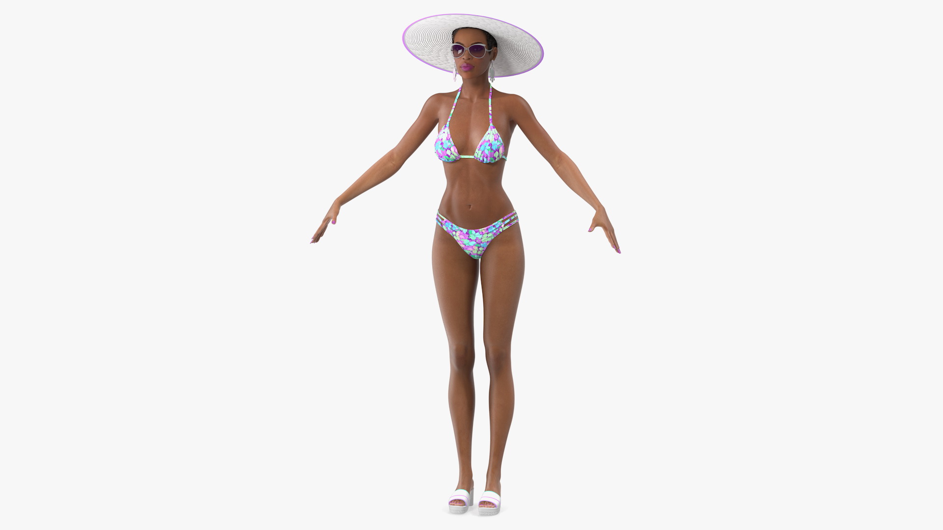 Light Skinned Bikini Girl T Pose 3D