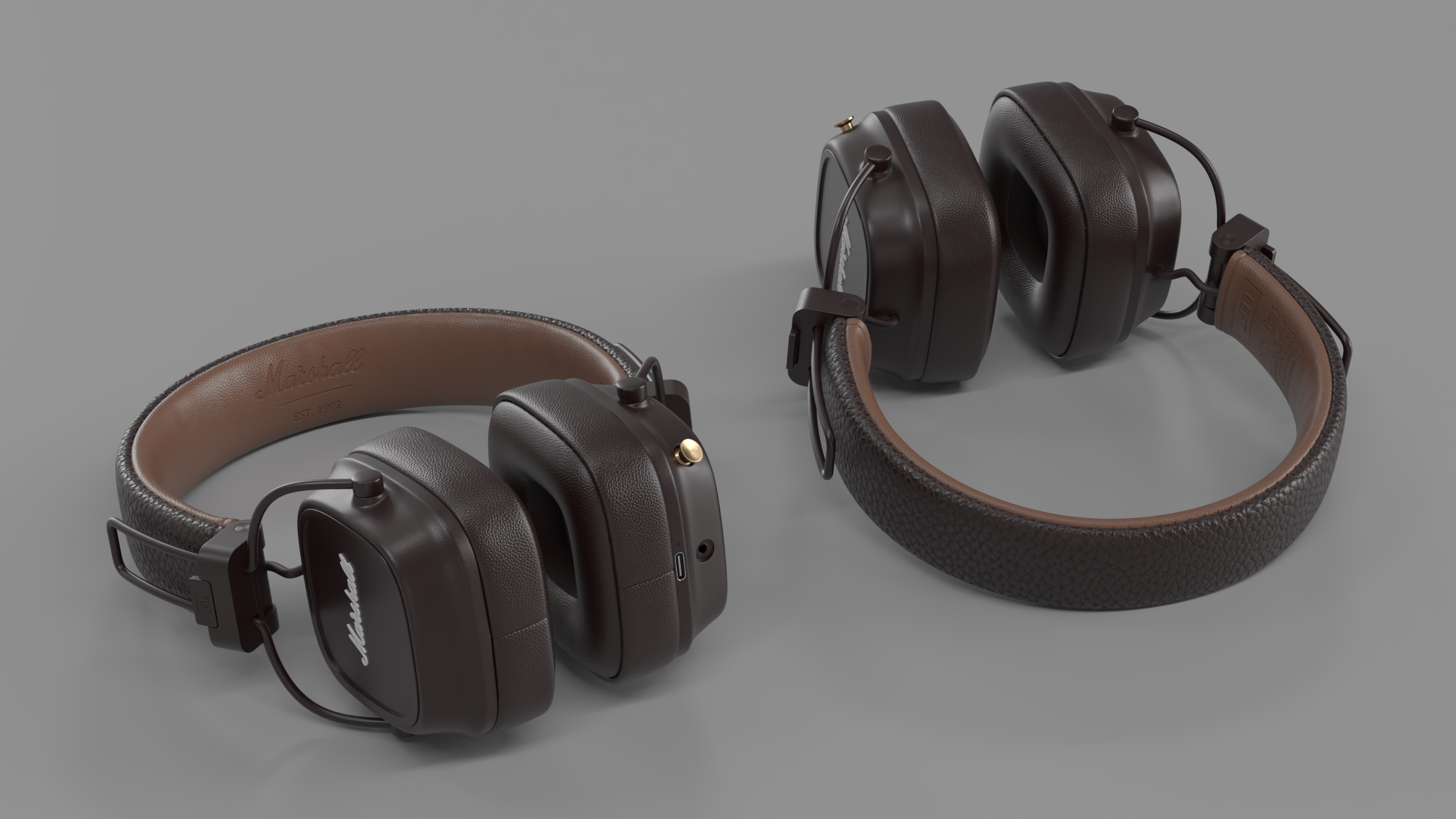 Marshall Headphones Brown Rigged 3D