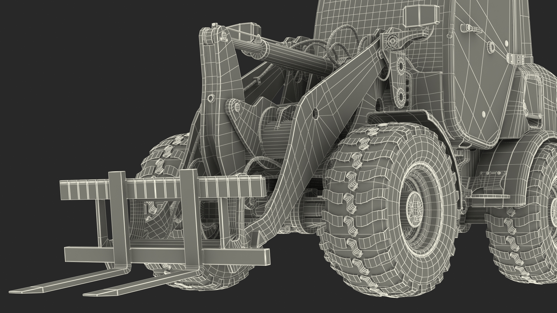 3D Electric Loader with Pallet Fork Simple Interior model