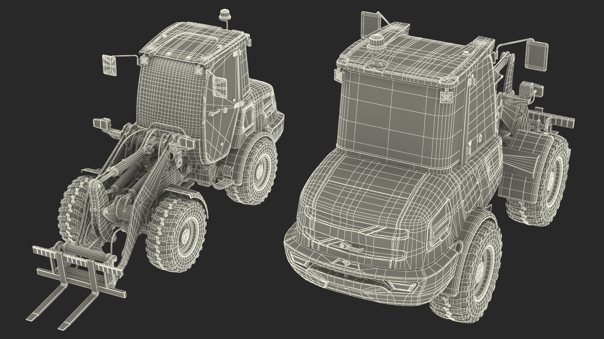 3D Electric Loader with Pallet Fork Simple Interior model