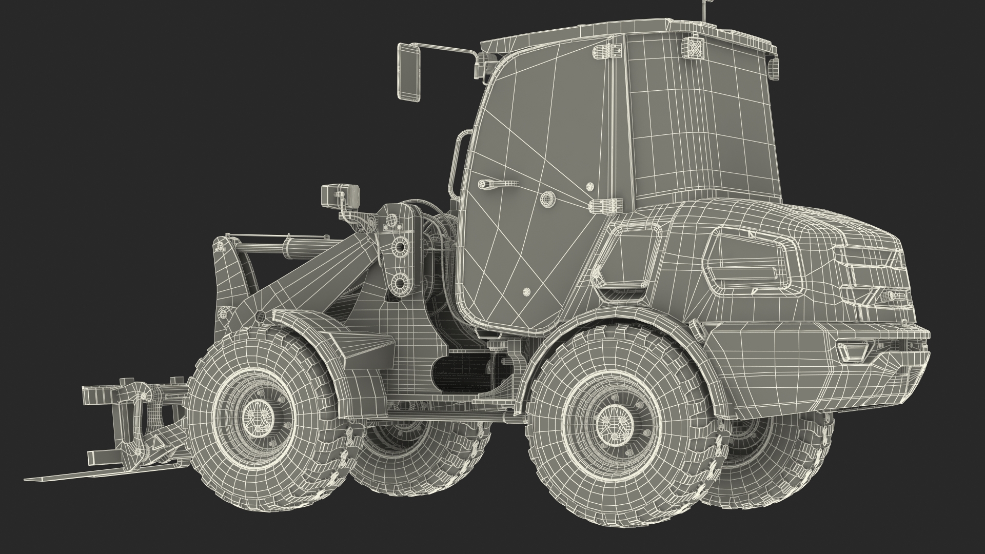 3D Electric Loader with Pallet Fork Simple Interior model