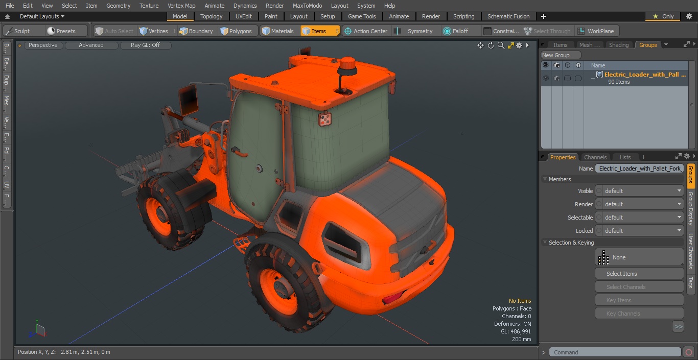 3D Electric Loader with Pallet Fork Simple Interior model